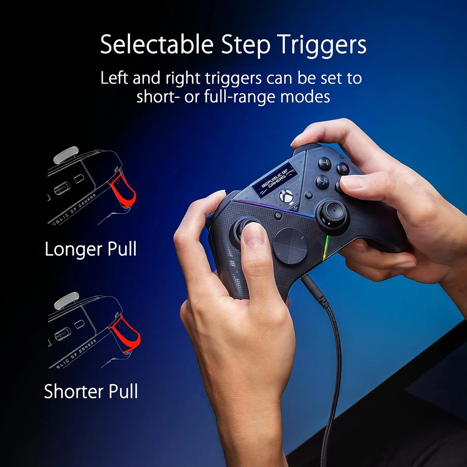 کنترلر گیمینگ بی سیم ASUS ROG Raikiri Pro، نمایشگر OLED، اتصال USB-C/2.4GHz/BT در رایانه شخصی، USB-C در Xbox، 4 دکمه پشتی قابل برنامه ریزی، ماشه های پله ای/خطی، حساسیت جوی استیک قابل تنظیم، جک 3.5 میلی متری، ESS DAC کنترلر گیمینگ بی سیم ASUS ROG Raikiri Pro، نمایشگر OLED، اتصال USB-C/2.4GHz/BT در رایانه شخصی، USB-C در Xbox، 4 دکمه پشتی قابل برنامه ریزی، ماشه های پله ای/خطی، حساسیت جوی استیک قابل تنظیم، جک 3.5 میلی متری، ESS DAC