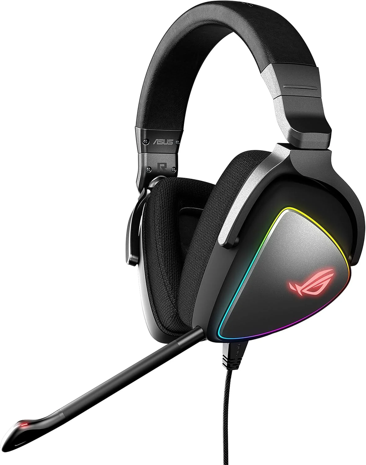 هدست گیمینگ ایسوس ROG DELTA با میکروفون و Hi Res ESS Quad DAC سازگار با هدفون های گیمینگ برای PC، Mac، PS4، Xbox One Aura Sync RGB Lighting مشکی، استاندارد، سیمی