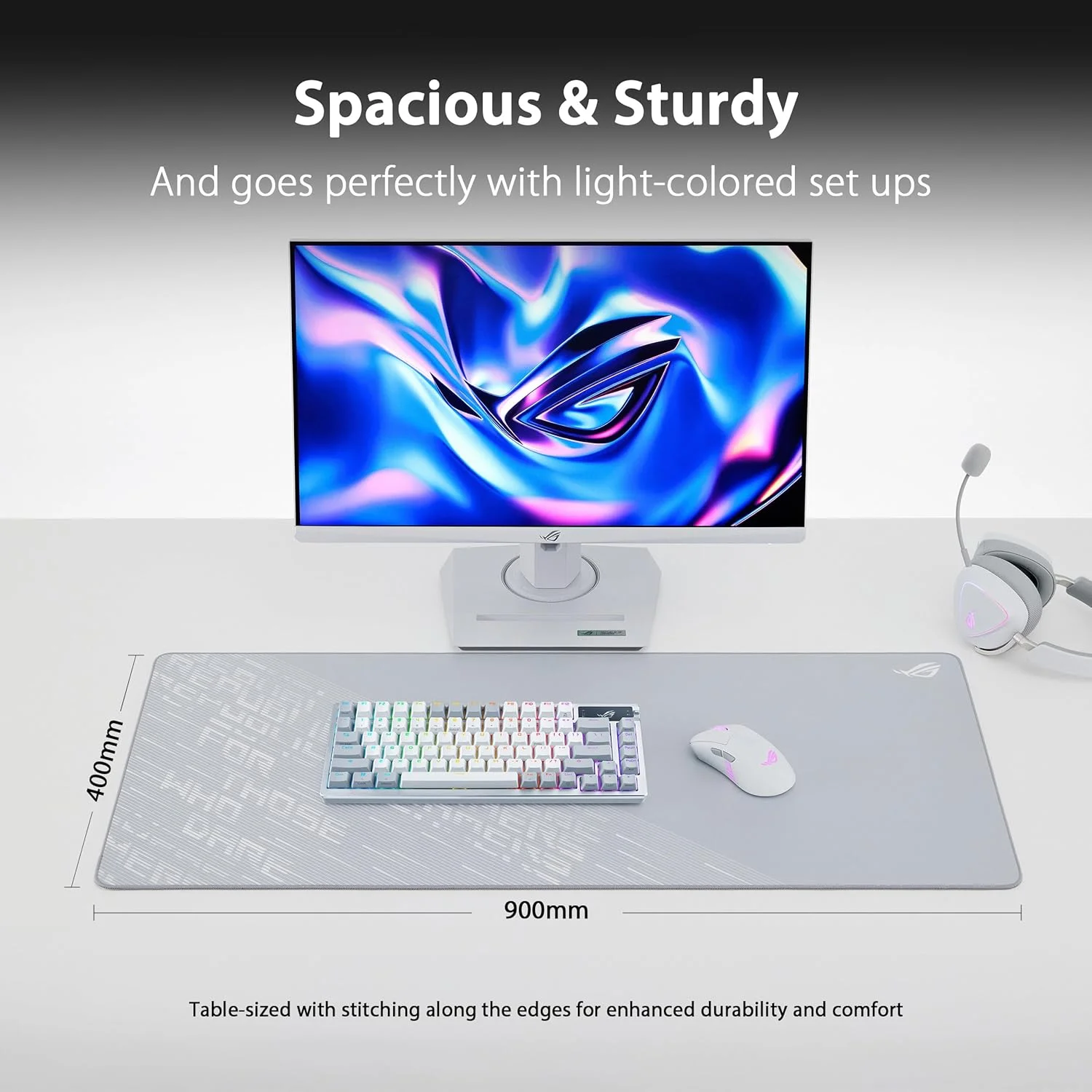 پد ماوس گیمینگ بزرگ ایسوس ROG Scabbard II Arctic XXL: سطح ضد آب، روغن و گرد و غبار، ضد ساییدگی، لبه های صاف دوخته شده، پایه لاستیکی ضد لغزش - خاکستری پد ماوس گیمینگ بزرگ ایسوس ROG Scabbard II Arctic XXL: سطح ضد آب، روغن و گرد و غبار، ضد ساییدگی، لبه های صاف دوخته شده، پایه لاستیکی ضد لغزش - خاکستری
