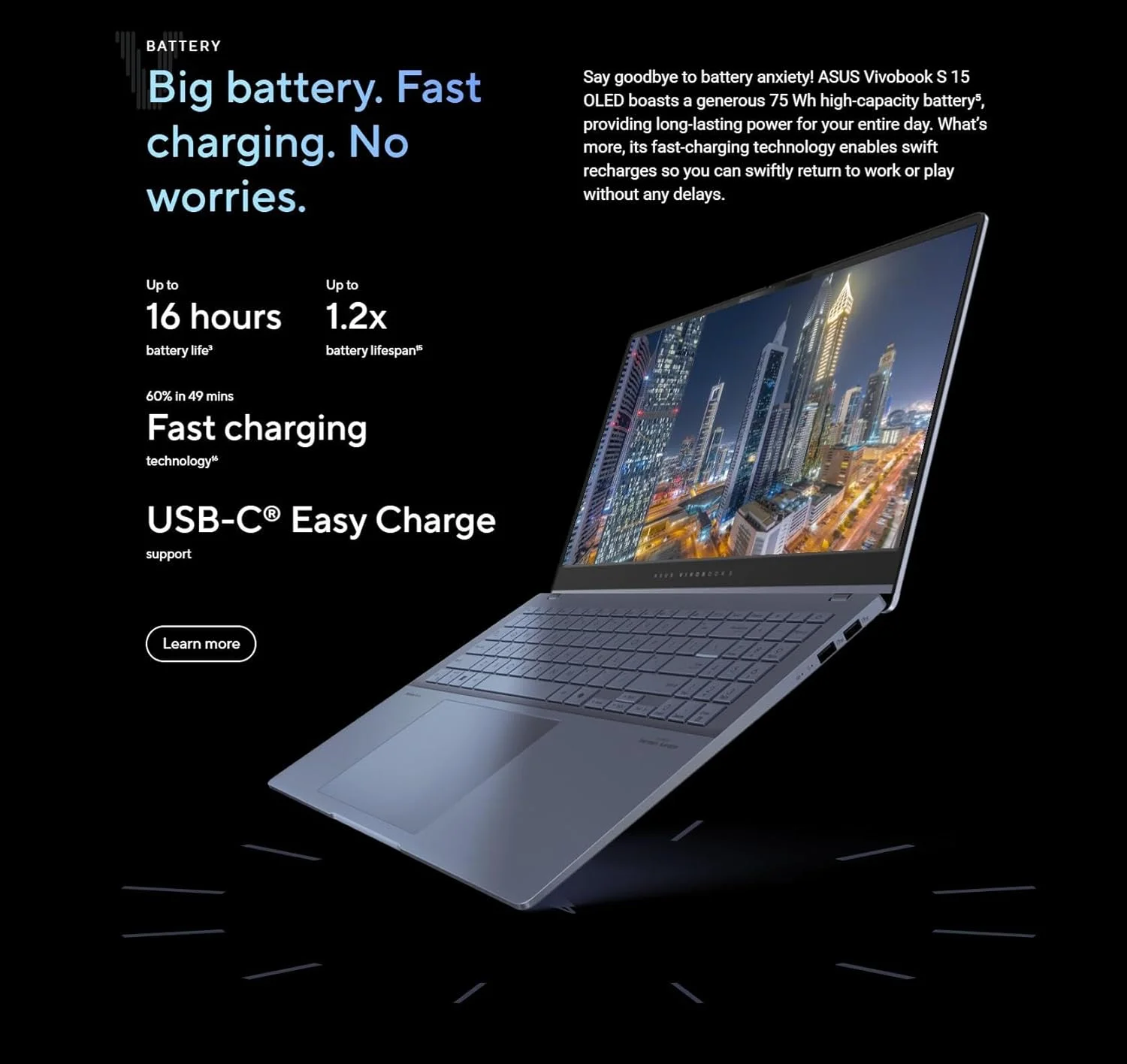 لپ تاپ 15.6 اینچی ASUS Vivobook S با صفحه نمایش 3K OLED 120Hz Copilot+ AI، پردازنده Intel Core Ultra 7-155H Evo، Wi-Fi 6E، وب کم FHD، Thunderbolt 4، ویندوز 11، به همراه ماوس (16 گیگابایت رم | 2 ترابایت SSD)