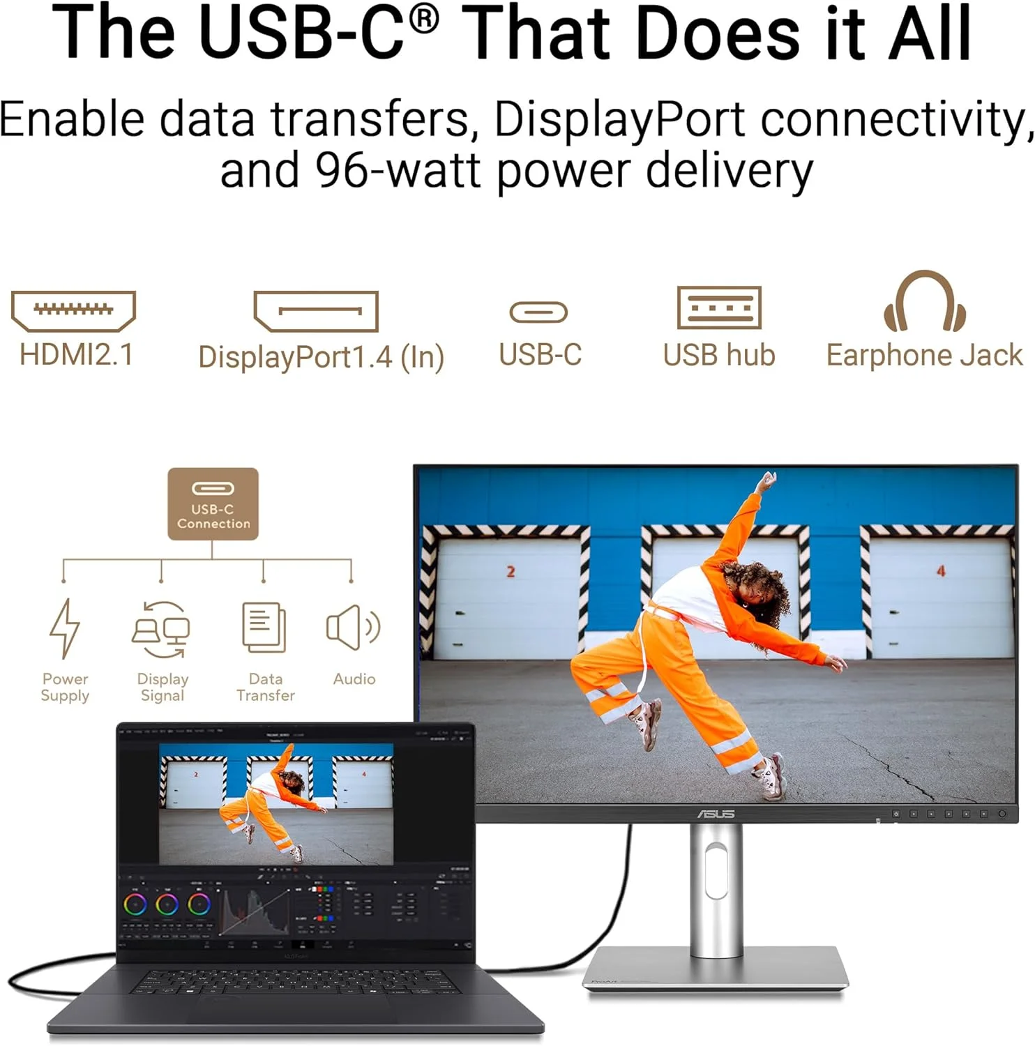 مانیتور حرفه ای ASUS ProArt Display 5K PA27JCV سایز 27 اینچ، IPS، 5K (5120 x 2880)، پوشش 99 درصدی DCI-P3، LuxPixel AGLR، تایید شده توسط Calman، USB-C PD 96 W، HDR 500، KVM، ارگونومیک
