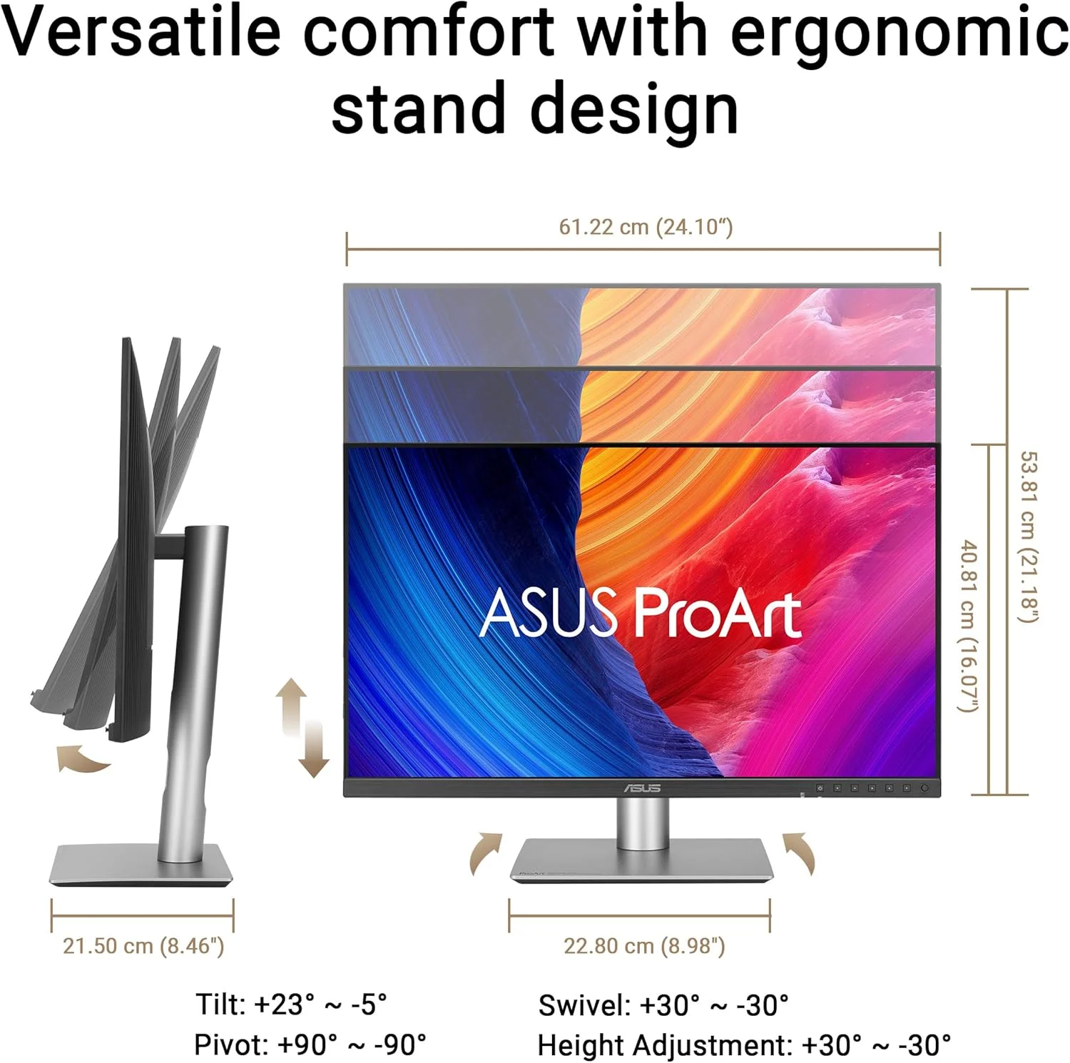 مانیتور حرفه ای ASUS ProArt Display 5K PA27JCV سایز 27 اینچ، IPS، 5K (5120 x 2880)، پوشش 99 درصدی DCI-P3، LuxPixel AGLR، تایید شده توسط Calman، USB-C PD 96 W، HDR 500، KVM، ارگونومیک