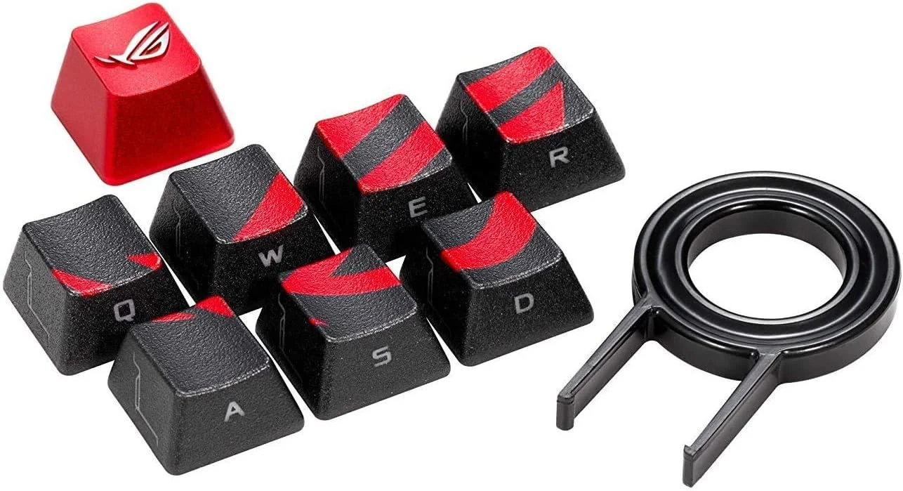 ست کلیدهای ASUS Rog Gaming با طراحی بافت‌دار و نورپردازی جانبی ممتاز برای کلیدهای FPS/MOBA، سازگار با سوئیچ‌های Cherry MX