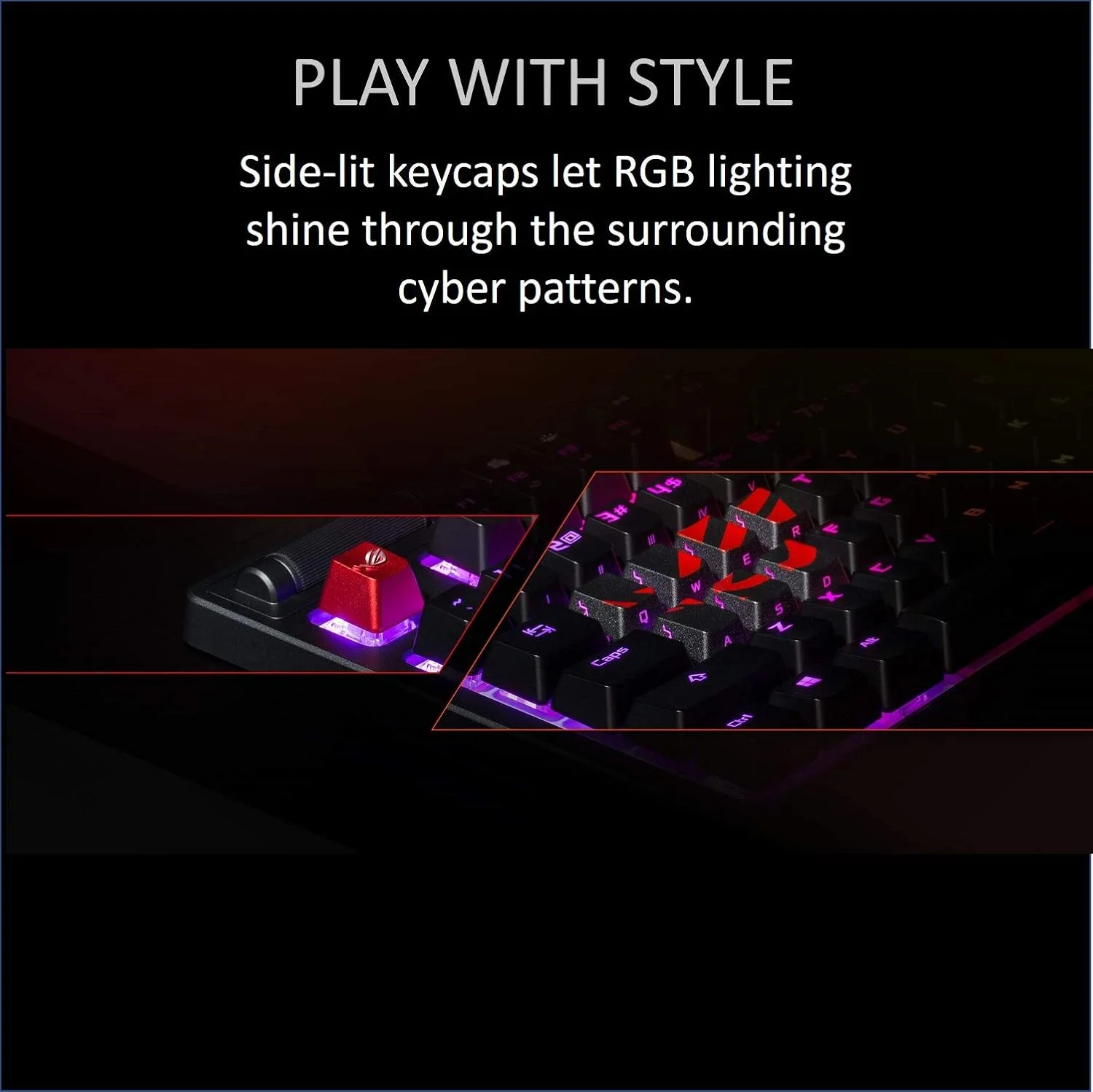 ست کلیدهای ASUS Rog Gaming با طراحی بافتدار و نورپردازی جانبی ممتاز برای کلیدهای FPS/MOBA، سازگار با سوئیچهای Cherry MX ست کلیدهای ASUS Rog Gaming با طراحی بافتدار و نورپردازی جانبی ممتاز برای کلیدهای FPS/MOBA، سازگار با سوئیچهای Cherry MX