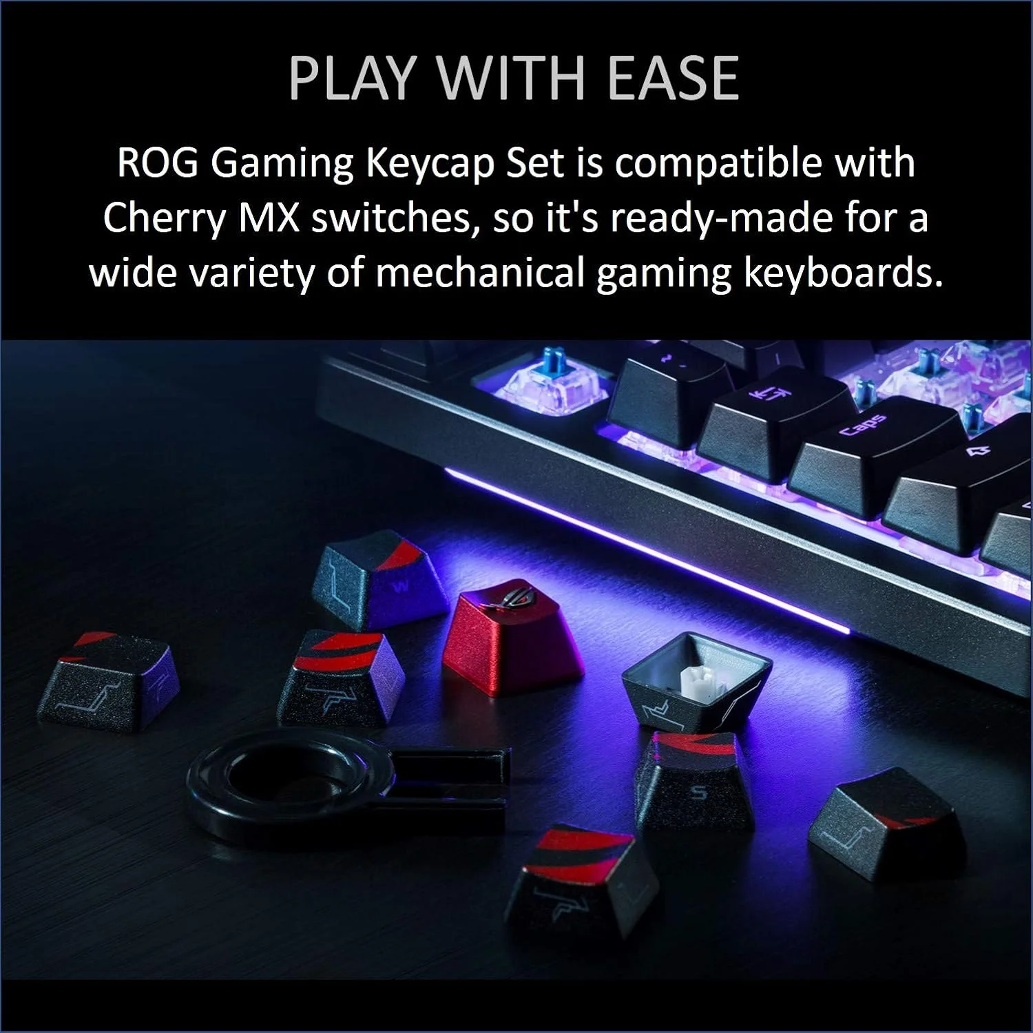 ست کلیدهای ASUS Rog Gaming با طراحی بافتدار و نورپردازی جانبی ممتاز برای کلیدهای FPS/MOBA، سازگار با سوئیچهای Cherry MX ست کلیدهای ASUS Rog Gaming با طراحی بافتدار و نورپردازی جانبی ممتاز برای کلیدهای FPS/MOBA، سازگار با سوئیچهای Cherry MX