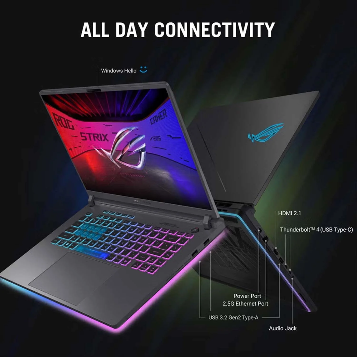 لپ تاپ گیمینگ ایسوس ROG Strix G16 (2025)، صفحه نمایش 16 اینچی FHD+ 16:10 165Hz/3ms، کارت گرافیک NVIDIA GeForce RTX 5060، پردازنده Intel Core i7-14650HX، رم 16 گیگابایتی DDR5 | حافظه SSD 2 ترابایتی M.2 PCIe | WiFi 7، ویندوز 11 پرو به همراه ماوس طراحی شده لپ تاپ گیمینگ ایسوس ROG Strix G16 (2025)، صفحه نمایش 16 اینچی FHD+ 16:10 165Hz/3ms، کارت گرافیک NVIDIA GeForce RTX 5060، پردازنده Intel Core i7-14650HX، رم 16 گیگابایتی DDR5 | حافظه SSD 2 ترابایتی M.2 PCIe | WiFi 7، ویندوز 11 پرو به همراه ماوس طراحی شده