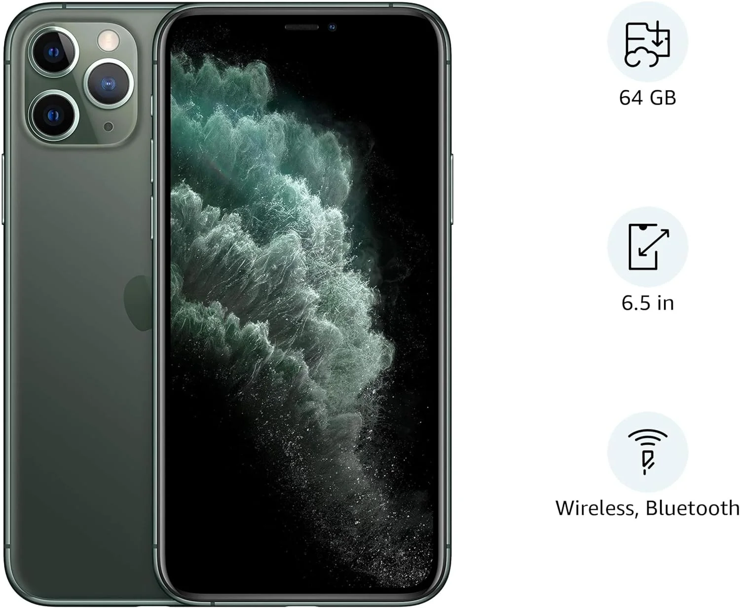 اپل (بازسازی شده) آیفون 11 پرو مکس - 64 گیگابایت، 4G LTE، سبز نیمه شب اپل (بازسازی شده) آیفون 11 پرو مکس - 64 گیگابایت، 4G LTE، سبز نیمه شب