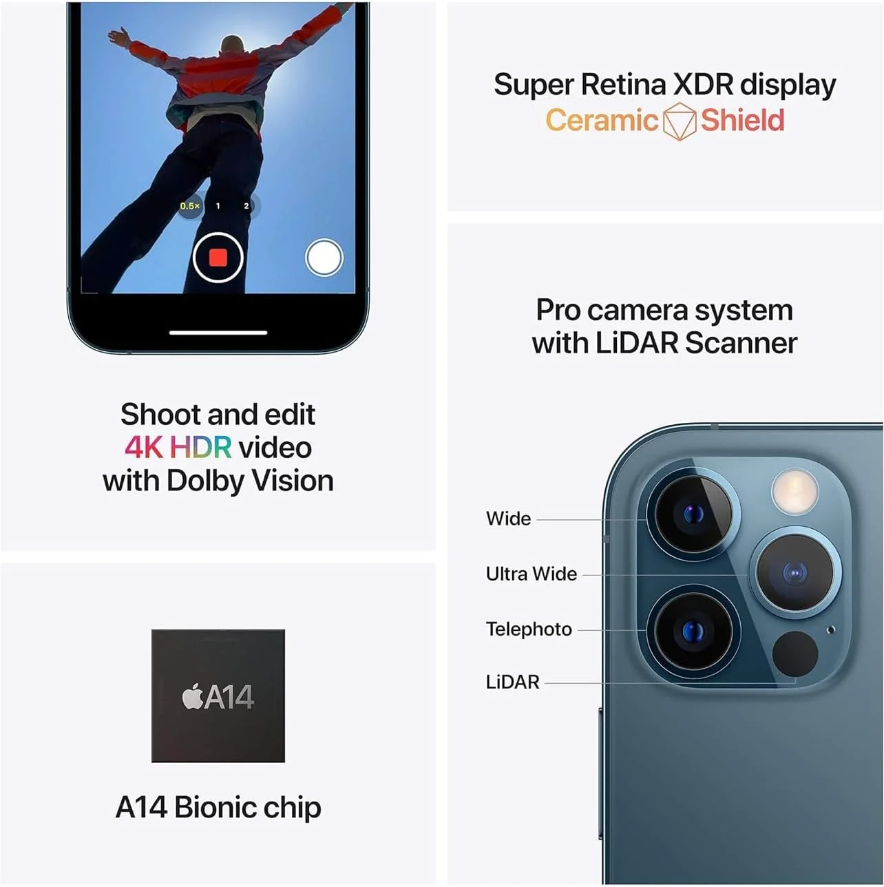 آیفون 12 پرو مکس 256 گیگابایت آبی اقیانوسی (بازسازی شده)