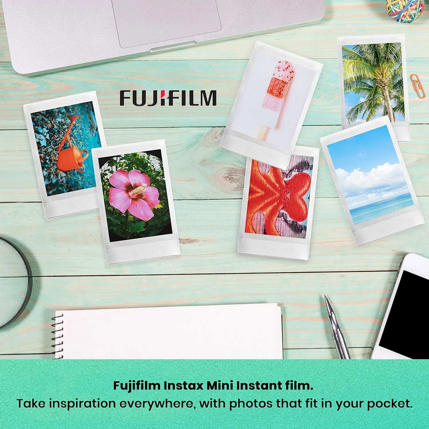 دوربین چاپ سریع هیبریدی فوجی فیلم Instax Mini EVO قهوه ای | فیلم فوری تک بسته ای فوجی Instax Mini | کارت حافظه microSD 32 گیگابایتی | کیف دوربین - بسته نرم افزاری