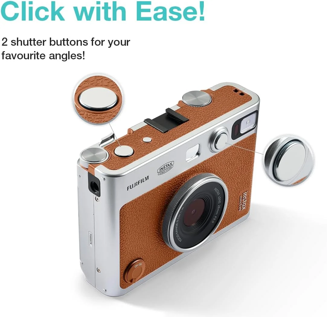 دوربین هیبریدی فوجی فیلم Instax Mini Evo نسخه پریمیوم با 20 شات فیلم سیاه Instax Mini و 100 حالت مختلف - (قهوه ای)