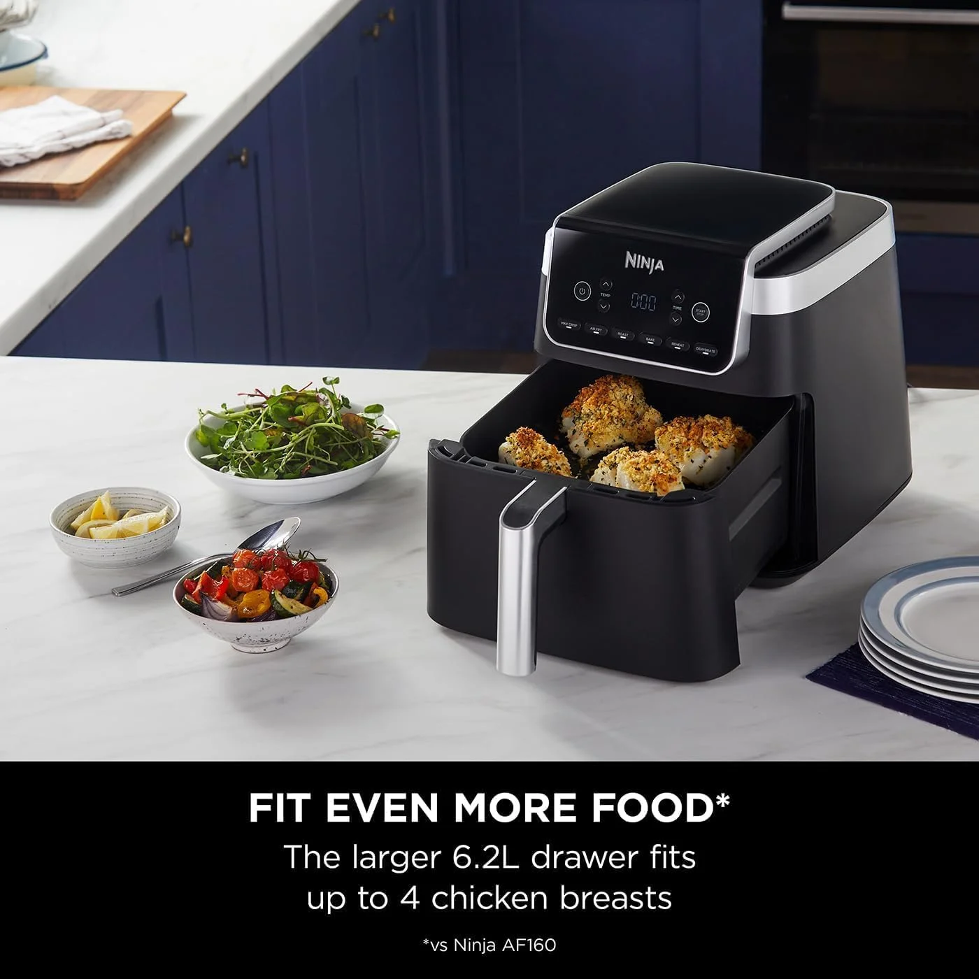سرخ کن نینجا مدل Air Fryer MAX PRO، ظرفیت 6.2 لیتر، تک کشو بزرگ مربعی، قابلیت برشته کردن، پخت، سرخ کردن با هوا، سایز خانواده، دیجیتال، نچسب، سبد و صفحه ترد کننده قابل شستشو در ماشین ظرفشویی، مشکی، AF180ME، 2 سال گارانتی سرخ کن نینجا مدل Air Fryer MAX PRO، ظرفیت 6.2 لیتر، تک کشو بزرگ مربعی، قابلیت برشته کردن، پخت، سرخ کردن با هوا، سایز خانواده، دیجیتال، نچسب، سبد و صفحه ترد کننده قابل شستشو در ماشین ظرفشویی، مشکی، AF180ME، 2 سال گارانتی