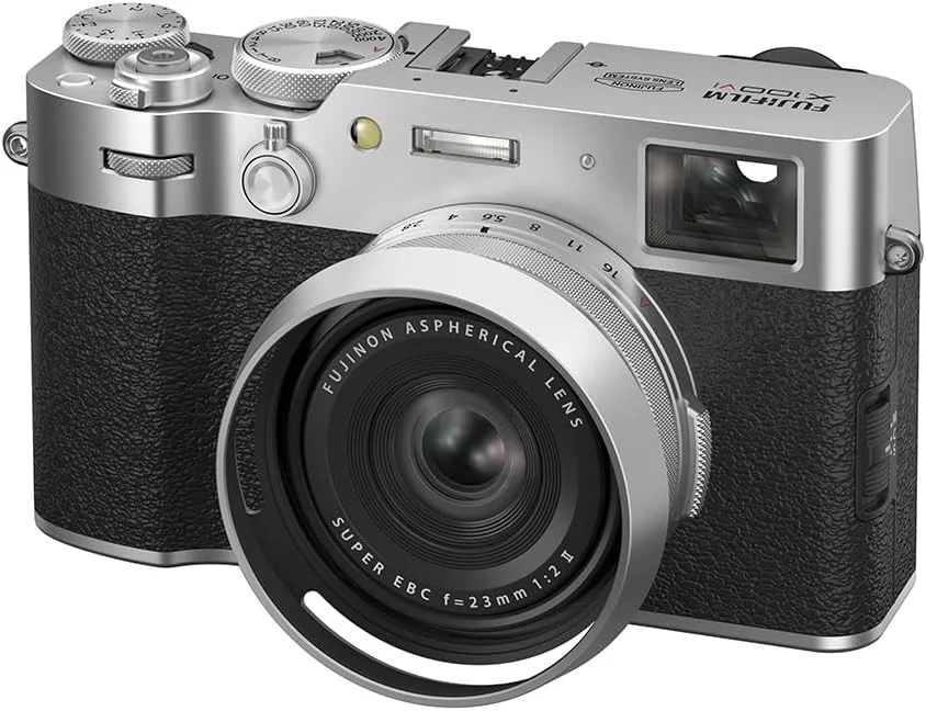 دوربین بدون آینه فوجی فیلم X100VI با لنز ثابت 23mmF2 (حسگر APS-C X-Trans CMOS 5، پردازنده X-Processor 5، منظره یاب هیبریدی، صفحه لمسی LCD شیب دار، فوکوس خودکار تشخیص چهره، 20 شبیه ساز فیلم) - نقره ای