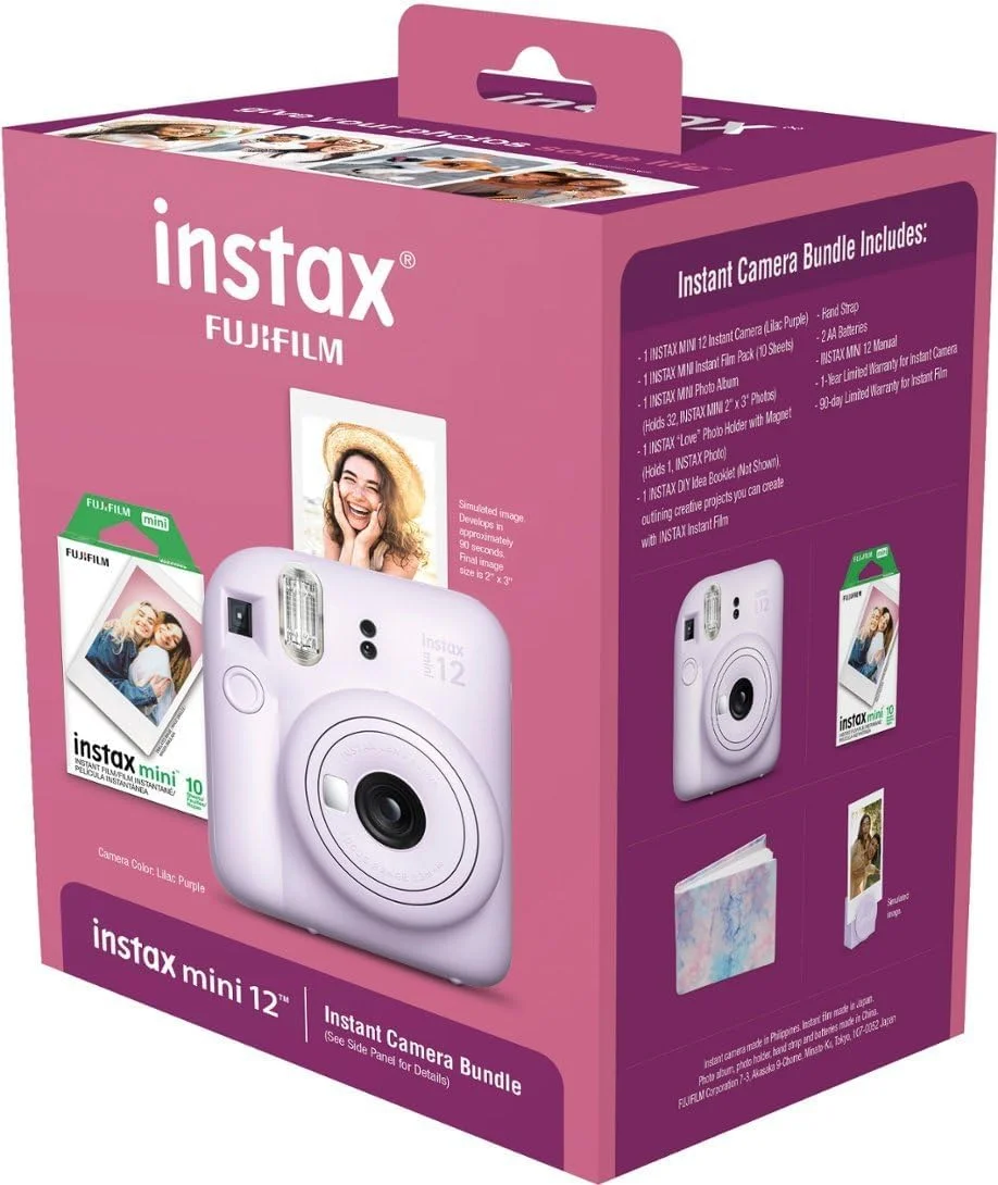 بسته تعطیلات دوربین فوری فوجی فیلم Instax Mini 12 بنفش 2023