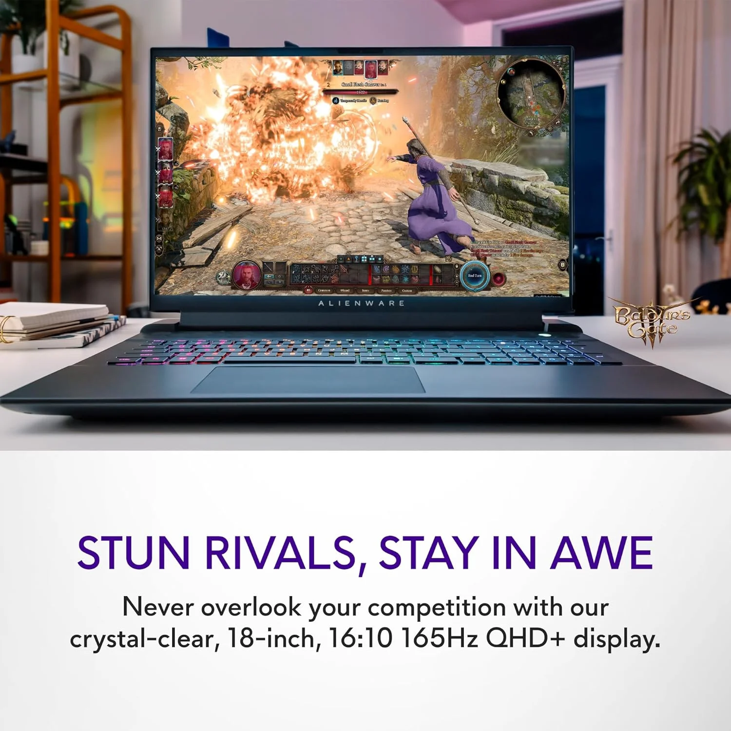 لپ تاپ گیمینگ Alienware M18 - صفحه نمایش 18 اینچی QHD+ 165Hz 3ms، پردازنده Intel Core i7-14700HX، رم 16 گیگابایتی DDR5، اس اس دی 1 ترابایتی، کارت گرافیک NVIDIA GeForce RTX 4070 8GB GDDR6، ویندوز 11 هوم، خدمات در محل - Dark Metallic Moon
