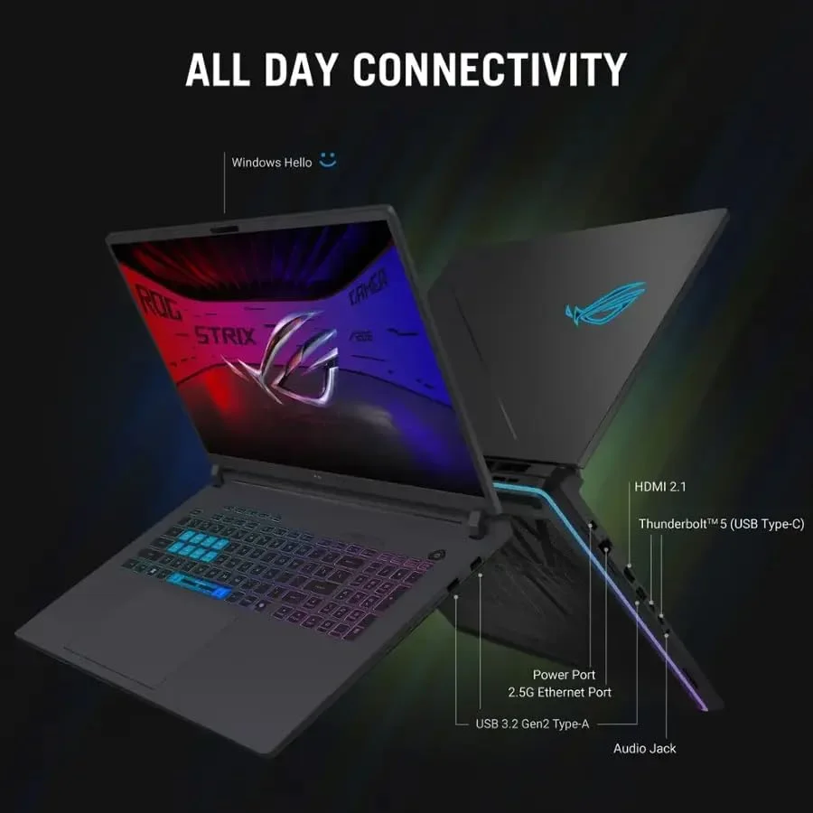 لپ تاپ گیمینگ ایسوس ROG Strix G18 - NVIDIA RTX 5080 GDDR7 • Intel 24 Core Ultra 9 275HX • نمایشگر 18 اینچی 2.5K 16:10 240Hz • همراه با Office Lifetime و Win 11 Pro • کیبورد با نور پس زمینه RGB • WiFi 7 • (64GB DDR5, 4TB SSD)
