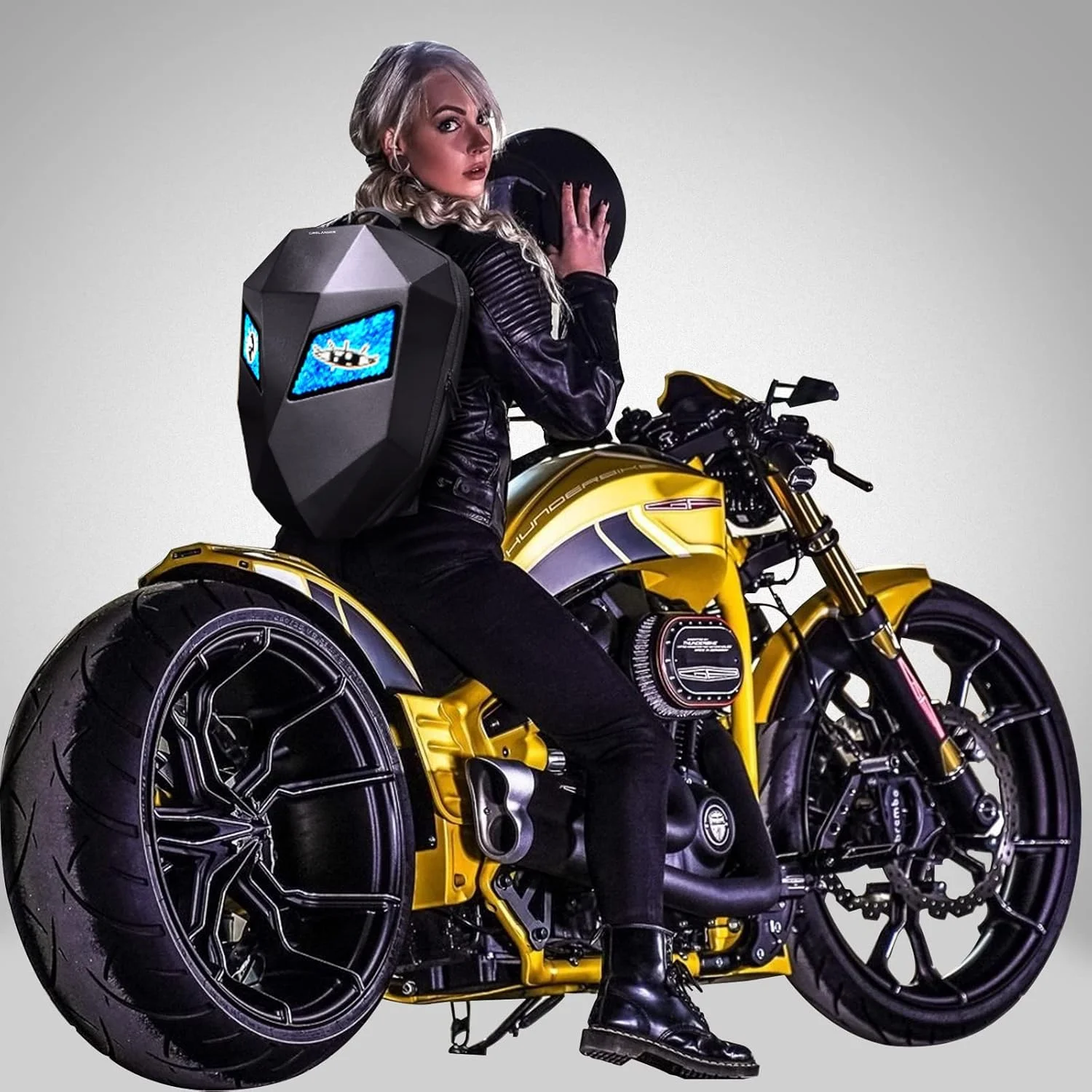 کوله پشتی موتور سیکلت LED Crelander، کیف کلاه ایمنی قابل برنامه ریزی، کوله پشتی لپ تاپ پویا، کیف شانه ای