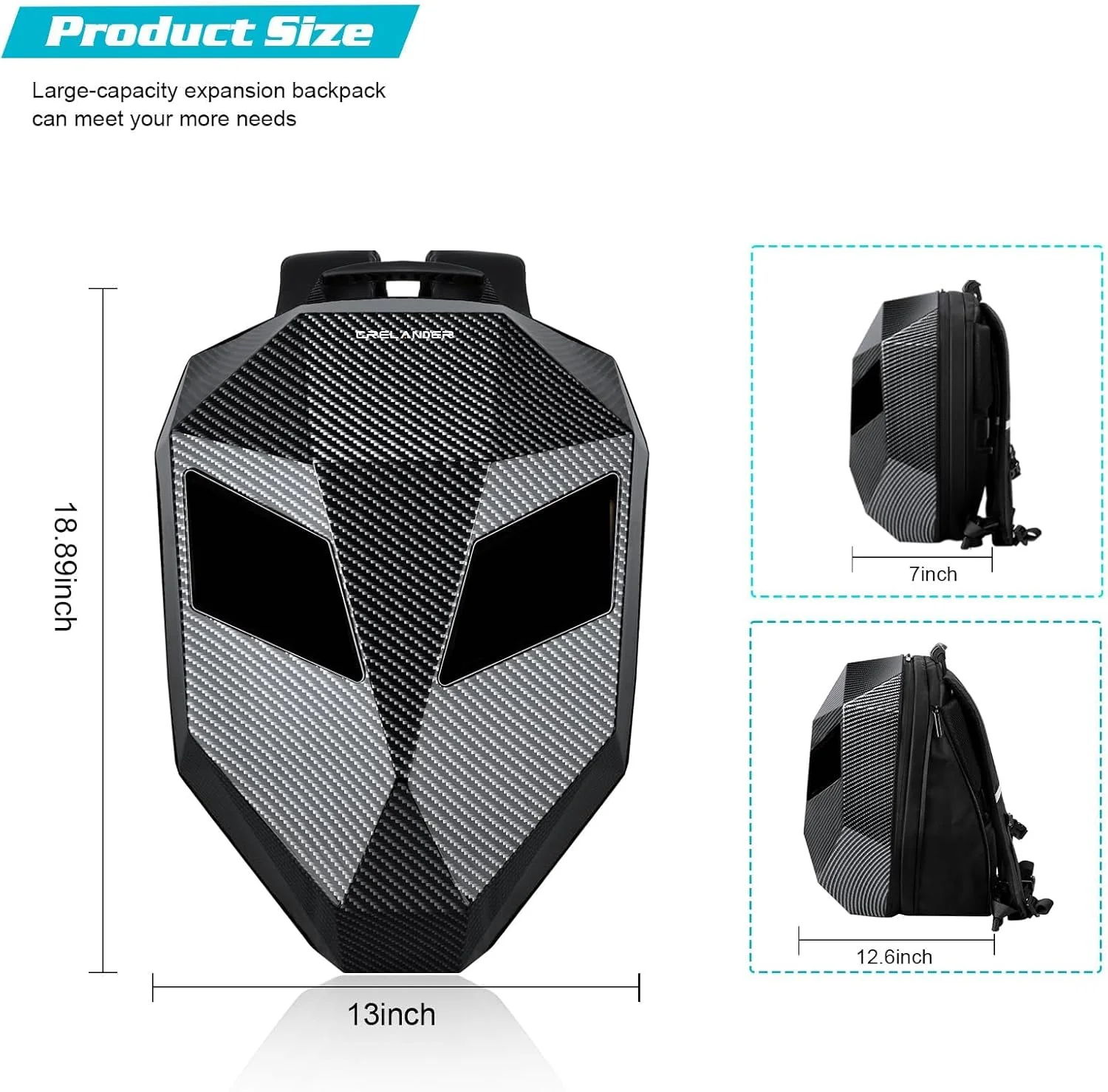 کوله پشتی موتور سیکلت LED Crelander، کیف کلاه ایمنی Knight Rider قابل برنامه ریزی با صفحه نمایش LED، کیف لپ تاپ هارد شل کوله پشتی موتور سیکلت LED Crelander، کیف کلاه ایمنی Knight Rider قابل برنامه ریزی با صفحه نمایش LED، کیف لپ تاپ هارد شل