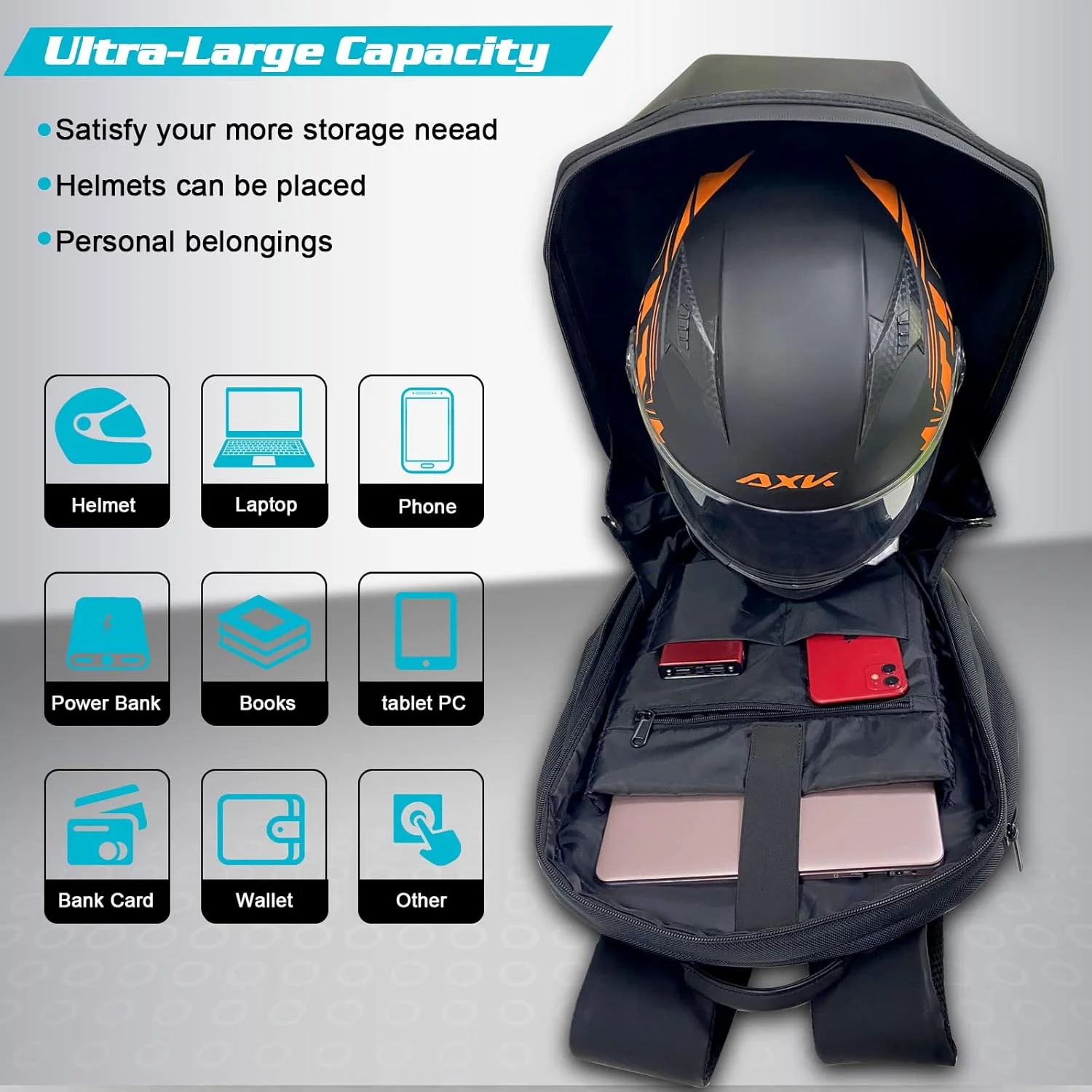 کوله پشتی موتور سیکلت LED Crelander، کیف کلاه ایمنی Knight Rider قابل برنامه ریزی با صفحه نمایش LED، کیف لپ تاپ هارد شل کوله پشتی موتور سیکلت LED Crelander، کیف کلاه ایمنی Knight Rider قابل برنامه ریزی با صفحه نمایش LED، کیف لپ تاپ هارد شل
