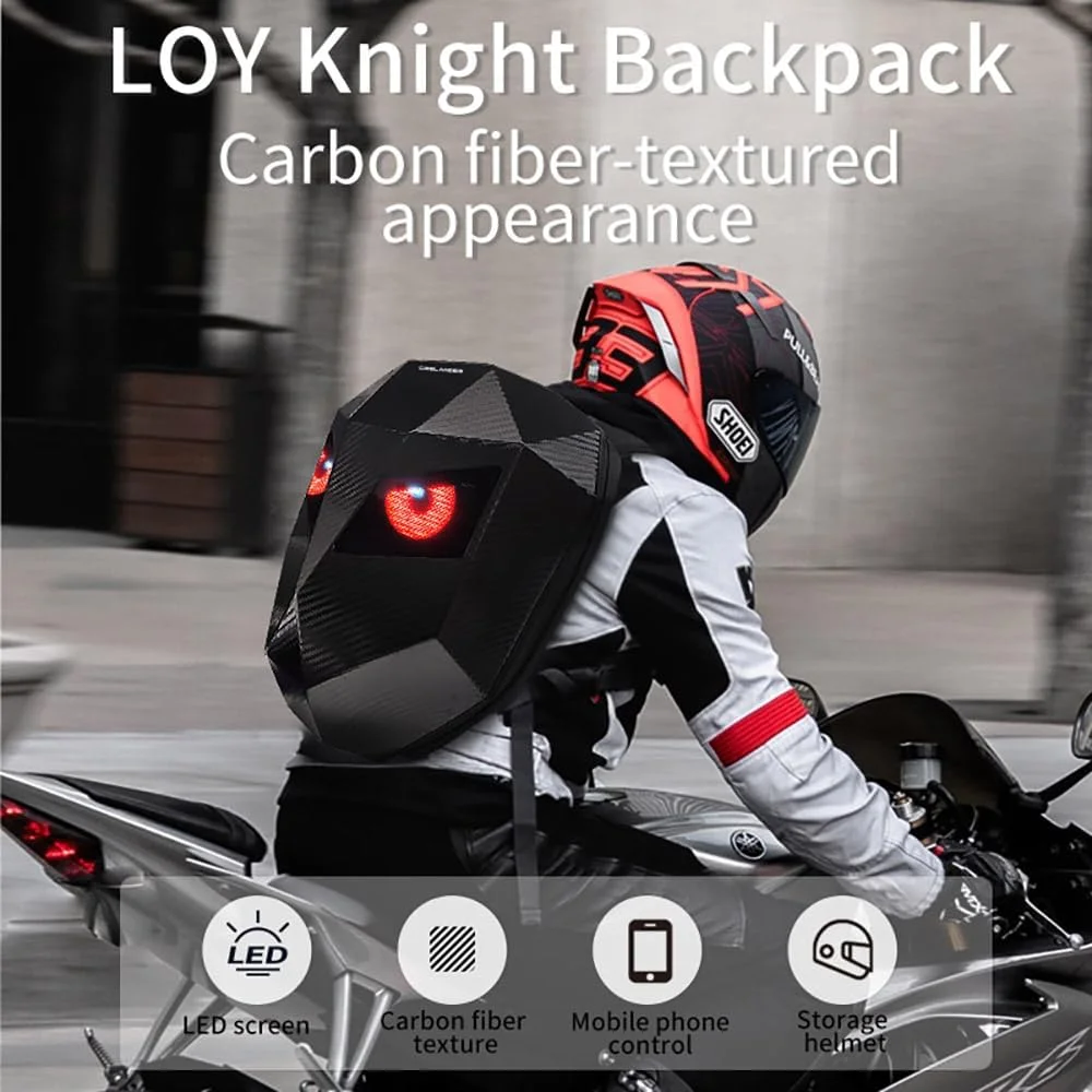 کوله پشتی موتور سیکلت LED Crelander، کیف کلاه ایمنی Knight Rider قابل برنامه ریزی با صفحه نمایش LED، کیف لپ تاپ هارد شل کوله پشتی موتور سیکلت LED Crelander، کیف کلاه ایمنی Knight Rider قابل برنامه ریزی با صفحه نمایش LED، کیف لپ تاپ هارد شل