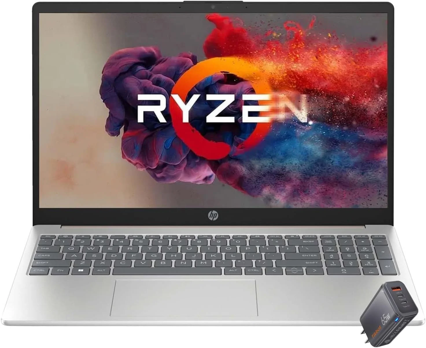 لپ تاپ تجاری 15.6 اینچی فول اچ دی HP، پردازنده AMD Ryzen 5 7520U (بهتر از i7-1165G7)، وب کم، وای فای 6، ویندوز 11 هوم، با شارژر سریع 65 واتی PD (16 گیگابایت رم | 1 ترابایت PCIe SSD)