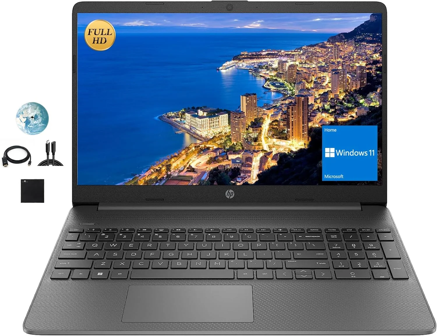 لپ تاپ تجاری پرچمدار HP با صفحه نمایش 15.6 اینچی FHD، پردازنده 4 هسته ای Intel Core i3-1215U (بهتر از i5-1155G7) تا 4.4 گیگاهرتز، 32 گیگابایت رم، 1 ترابایت NVMe SSD، شارژ سریع، صفحه کلید اعداد، بلوتوث، Wi-Fi، HDMI، ویندوز 11 به همراه لوازم جانبی GM