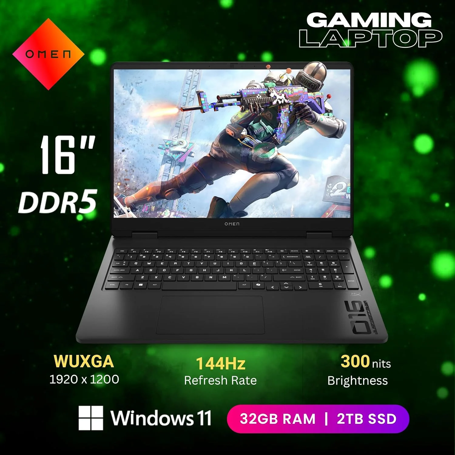 لپ تاپ گیمینگ HP OMEN 16، نمایشگر 144 هرتز 1920x1200، رایزن 9 8940HX (>i9-13900H، 5.3 گیگاهرتز)، GeForce RTX 5060، کیبورد با نور پس زمینه RGB، وب کم 1080p، WiFi 6، ویندوز 11 هوم، مشکی (32 گیگابایت رم DDR5 | 2 ترابایت SSD) لپ تاپ گیمینگ HP OMEN 16، نمایشگر 144 هرتز 1920x1200، رایزن 9 8940HX (>i9-13900H، 5.3 گیگاهرتز)، GeForce RTX 5060، کیبورد با نور پس زمینه RGB، وب کم 1080p، WiFi 6، ویندوز 11 هوم، مشکی (32 گیگابایت رم DDR5 | 2 ترابایت SSD)
