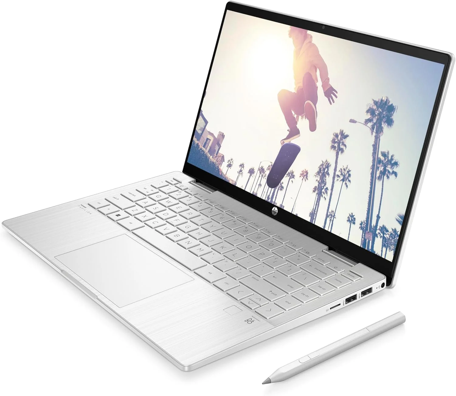 لپ تاپ 2 در 1 HP Pavilion x360 مدل 14-ek1012ne، صفحه نمایش لمسی 14 اینچی FHD، پردازنده نسل سیزدهم Intel® Core™ i5، رم 8 گیگابایتی، حافظه SSD 512 گیگابایتی، گرافیک Intel® Iris® Xᵉ، ویندوز 11 Home، صفحه کلید En-Ar، نقره ای طبیعی - [8B2E7EA]