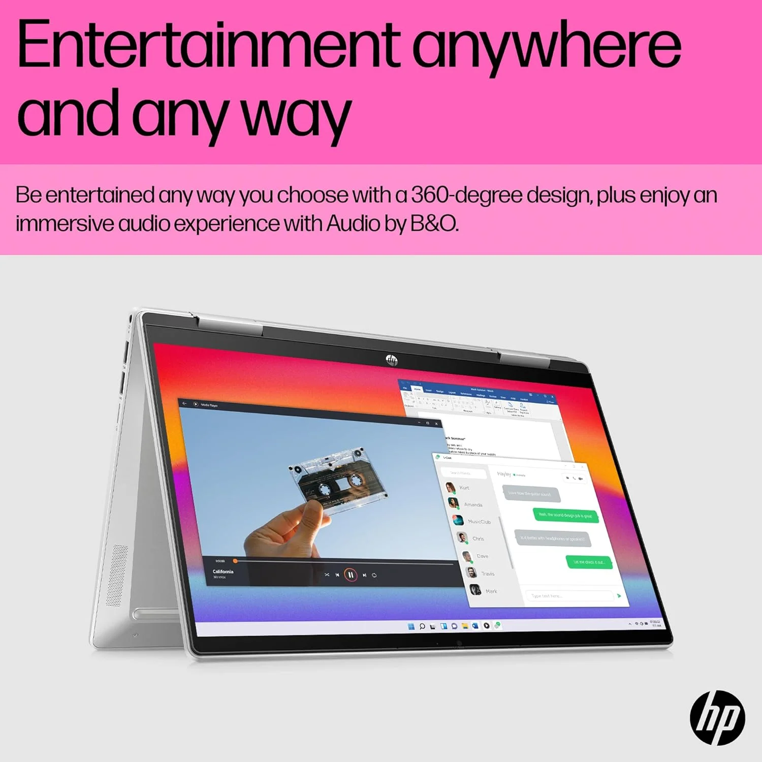 لپ تاپ 2 در 1 HP Pavilion x360 مدل 14-ek1012ne، صفحه نمایش لمسی 14 اینچی FHD، پردازنده نسل سیزدهم Intel® Core™ i5، رم 8 گیگابایتی، حافظه SSD 512 گیگابایتی، گرافیک Intel® Iris® Xᵉ، ویندوز 11 Home، صفحه کلید En-Ar، نقره ای طبیعی - [8B2E7EA]