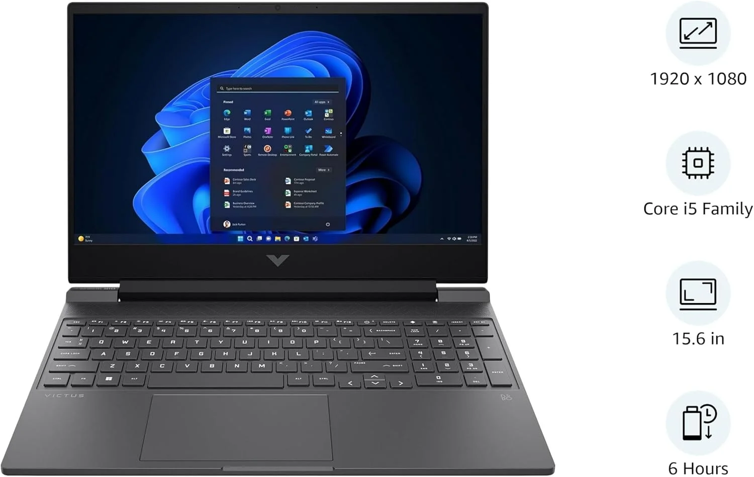 لپ تاپ گیمینگ HP Victus 15-FA، 2024، 15.6 اینچ 1920x1080 144Hz، اینتل 8 هسته ای i5-13420H، NVIDIA RTX 4050 6GB، رم 16GB DDR4، SSD 1TB، ویندوز 11 پرو، کیبورد با نور پس زمینه، Wi-Fi 6، دوربین 720p، نقره ای میکا (ارتقا یافته)