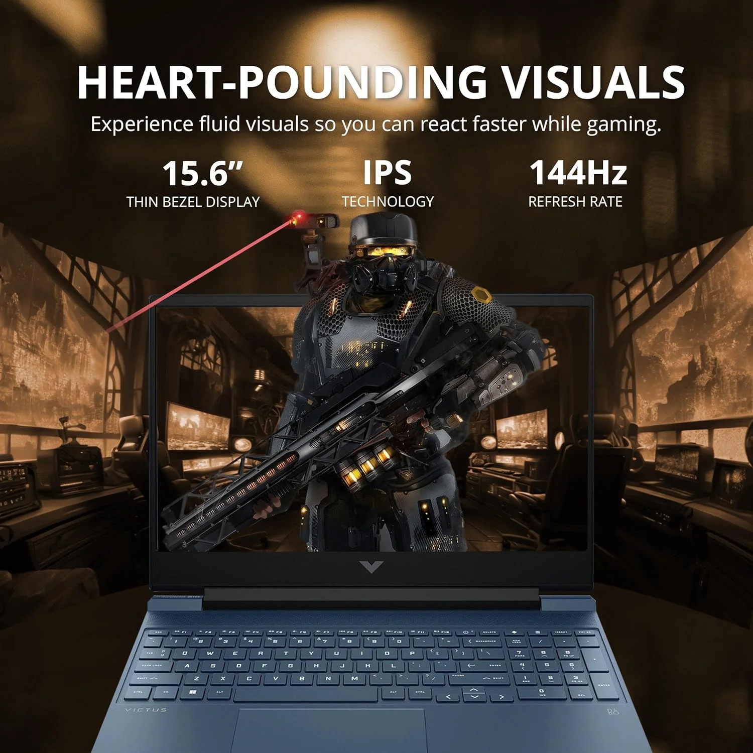 لپ تاپ گیمینگ 15.6 اینچی HP Victus با نرخ تازه سازی 144 هرتز FHD، پردازنده Intel i5-13420H، رم 64 گیگابایتی، SSD PCIe 2 ترابایتی، کارت گرافیک NVIDIA GeForce RTX 3050، کیبورد با نور پس زمینه، وب کم HD، ویندوز 11، آبی، کارت USB Hotface 32 گیگابایتی