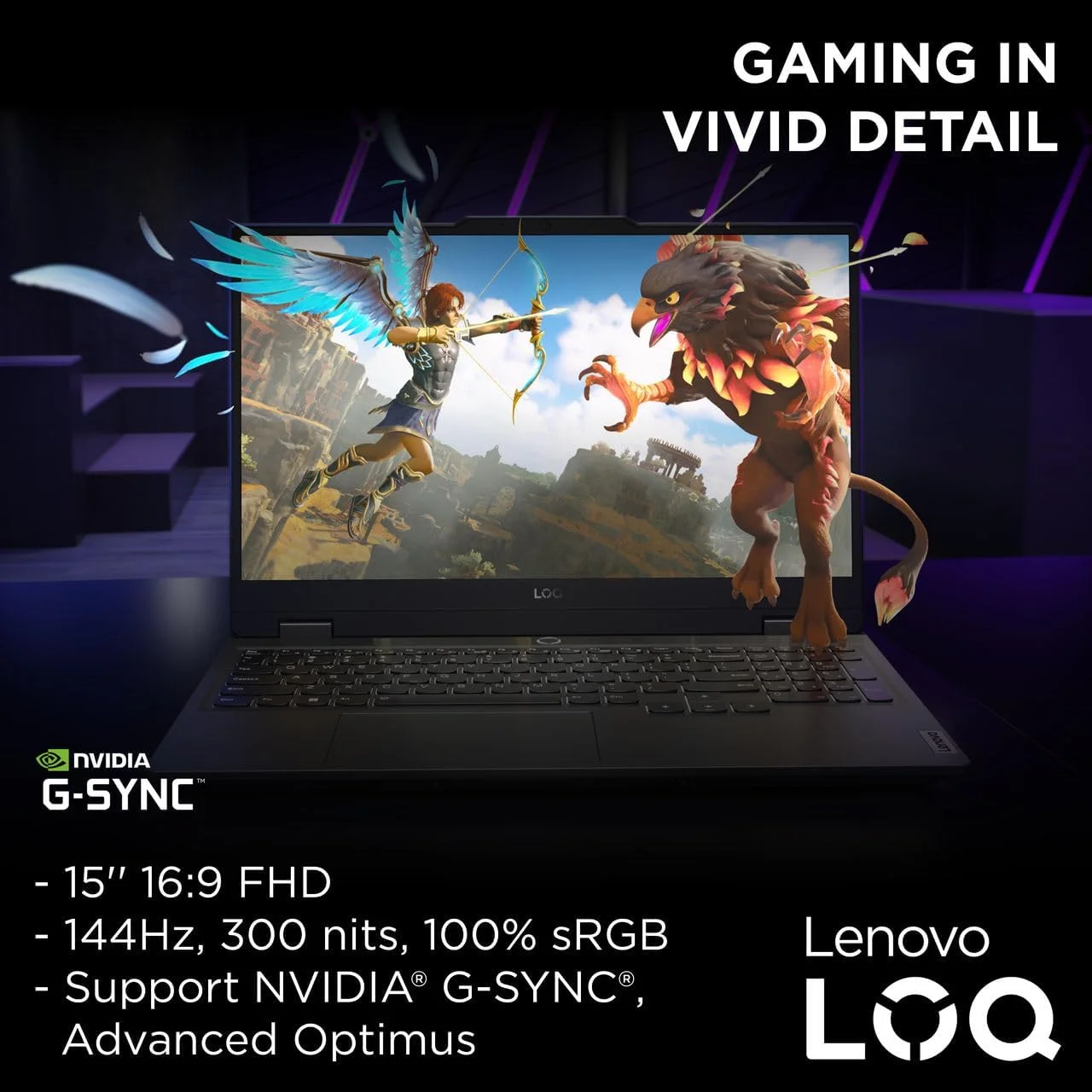 لپ تاپ گیمینگ Lenovo LOQ 15IAX9 با تراشه هوش مصنوعی LA1، صفحه نمایش 15.6 اینچی FHD 144 هرتز، پردازنده Intel i5-12450HX، رم 24 گیگابایتی، حافظه SSD 512 گیگابایتی، کارت گرافیک RTX 4050 6GB، کیبورد با نور پس زمینه انگلیسی-عربی، ویندوز 11، خاکستری لونا - [83GS00C3AX]