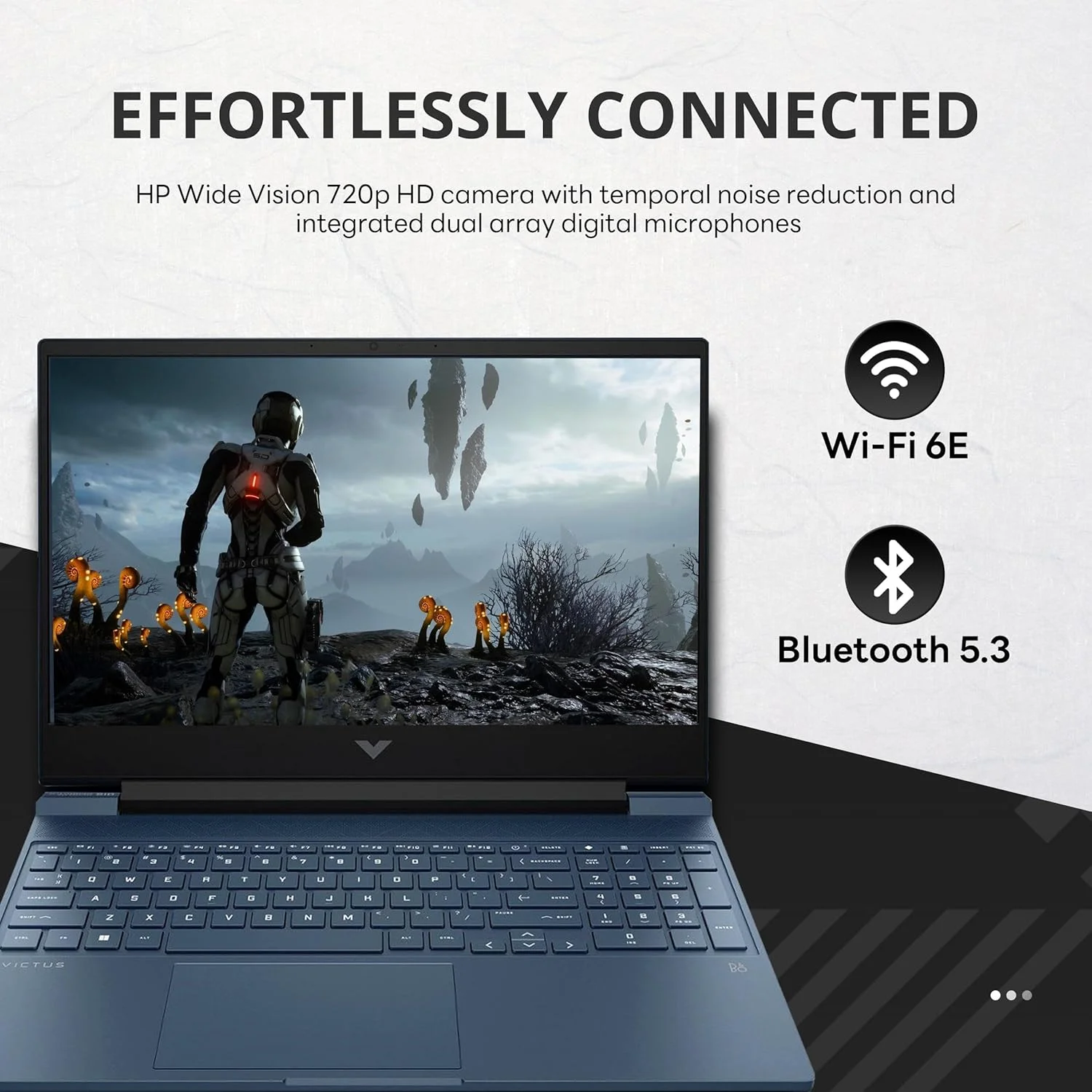 لپ تاپ گیمینگ 15.6 اینچی HP Victus با نرخ تازه سازی 144 هرتز FHD، پردازنده Intel i5-13420H، رم 64 گیگابایتی، SSD PCIe 2 ترابایتی، کارت گرافیک NVIDIA GeForce RTX 3050، کیبورد با نور پس زمینه، وب کم HD، ویندوز 11، آبی، کارت USB Hotface 32 گیگابایتی
