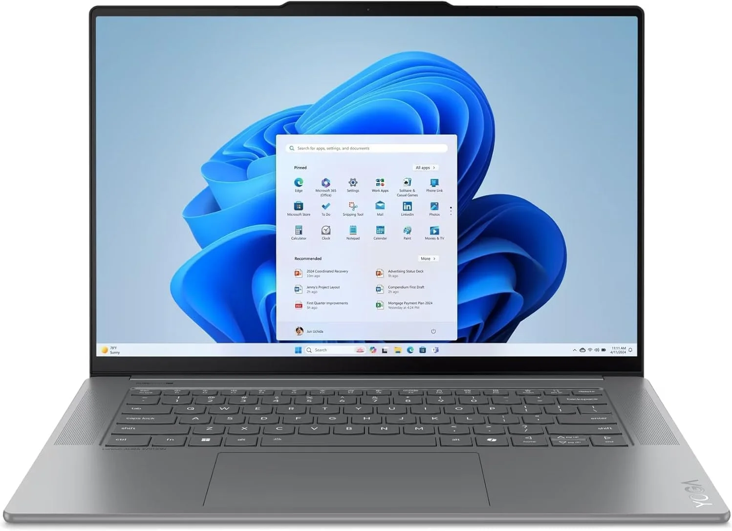 لپ تاپ Lenovo Yoga Slim 7 15ILL9 / صفحه نمایش لمسی 15.3 اینچی 2880x1800 با نرخ نوسازی 120 هرتز / پردازنده 8 هسته ای Intel Ultra 7 256V گرافیک Intel Arc 140V / 16 گیگابایت LPDDR5 حافظه رم 4 ترابایت SSD / نور پس زمینه صفحه کلید / خاکستری Luna / ویندوز 11 / همراه با ماوس پد Consumix