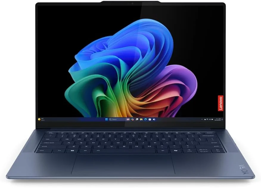 لپ تاپ Lenovo Yoga Slim 7 با CopilotAI، صفحه نمایش لمسی 14.5 اینچی 3K OLED، Snapdragon X Elite X1E-78-100 + Hexagon NPU 45 TOPS، رم 32 گیگابایتی، SSD 1 ترابایتی، نور پس زمینه انگلیسی-عربی W11، آبی کیهانی [83ED003CAX]+2 سال PremiumCare