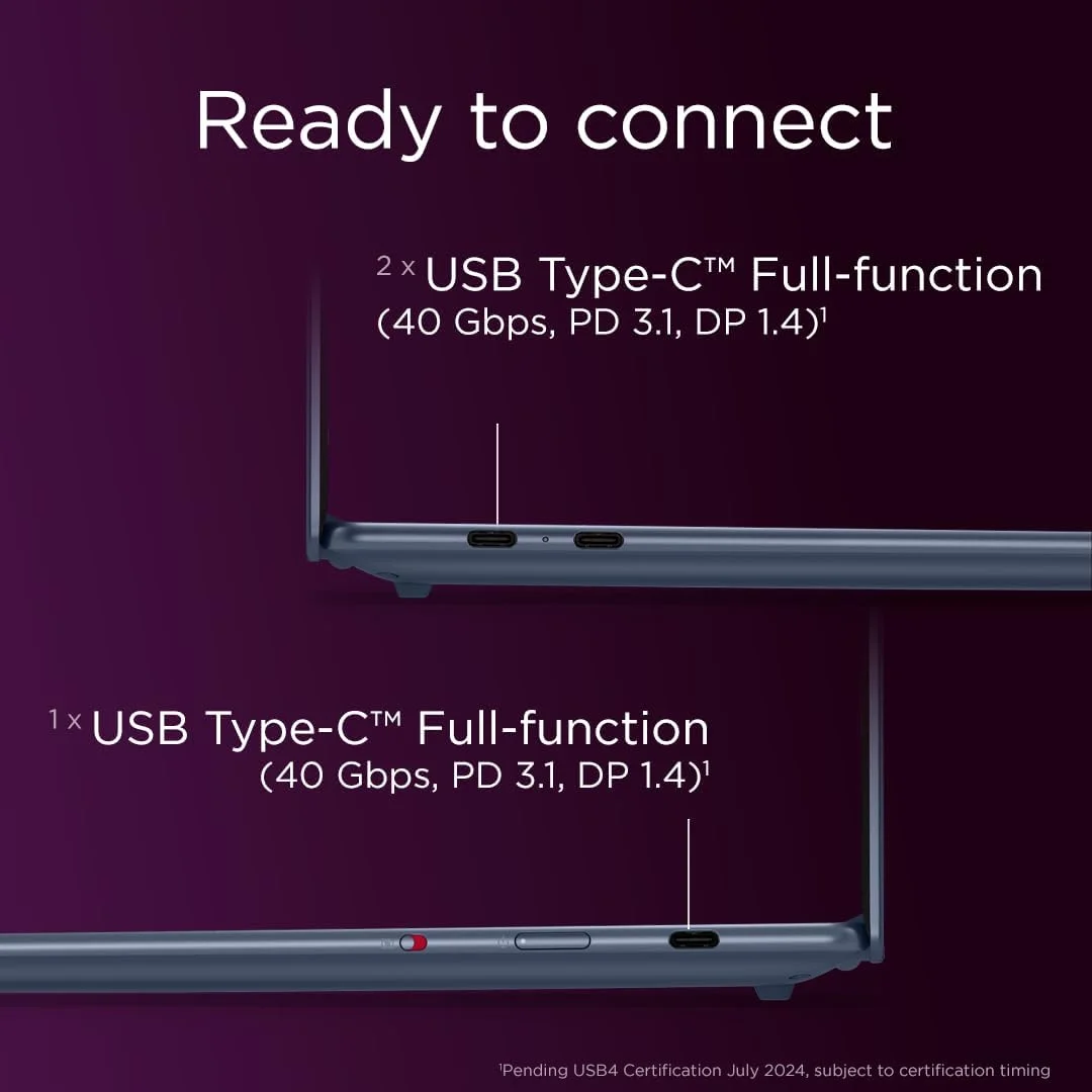 لپ تاپ Lenovo Yoga Slim 7 با CopilotAI، صفحه نمایش لمسی 14.5 اینچی 3K OLED، Snapdragon X Elite X1E-78-100 + Hexagon NPU 45 TOPS، رم 32 گیگابایتی، SSD 1 ترابایتی، نور پس زمینه انگلیسی-عربی W11، آبی کیهانی [83ED003CAX]+2 سال PremiumCare