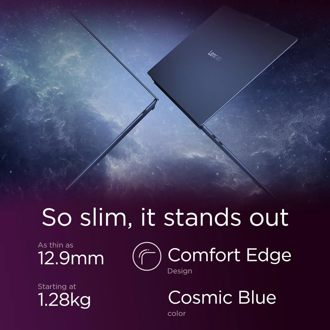 لپ تاپ Lenovo Yoga Slim 7 با CopilotAI، صفحه نمایش لمسی 14.5 اینچی 3K OLED، Snapdragon X Elite X1E-78-100 + Hexagon NPU 45 TOPS، رم 32 گیگابایتی، SSD 1 ترابایتی، نور پس زمینه انگلیسی-عربی W11، آبی کیهانی [83ED003CAX]+2 سال PremiumCare