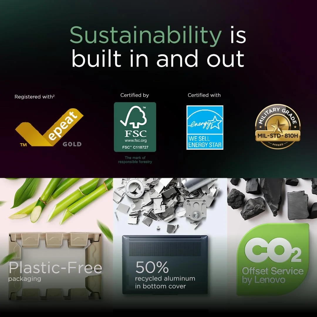 لپ تاپ Lenovo Yoga Slim 7 با CopilotAI، صفحه نمایش لمسی 14.5 اینچی 3K OLED، Snapdragon X Elite X1E-78-100 + Hexagon NPU 45 TOPS، رم 32 گیگابایتی، SSD 1 ترابایتی، نور پس زمینه انگلیسی-عربی W11، آبی کیهانی [83ED003CAX]+2 سال PremiumCare