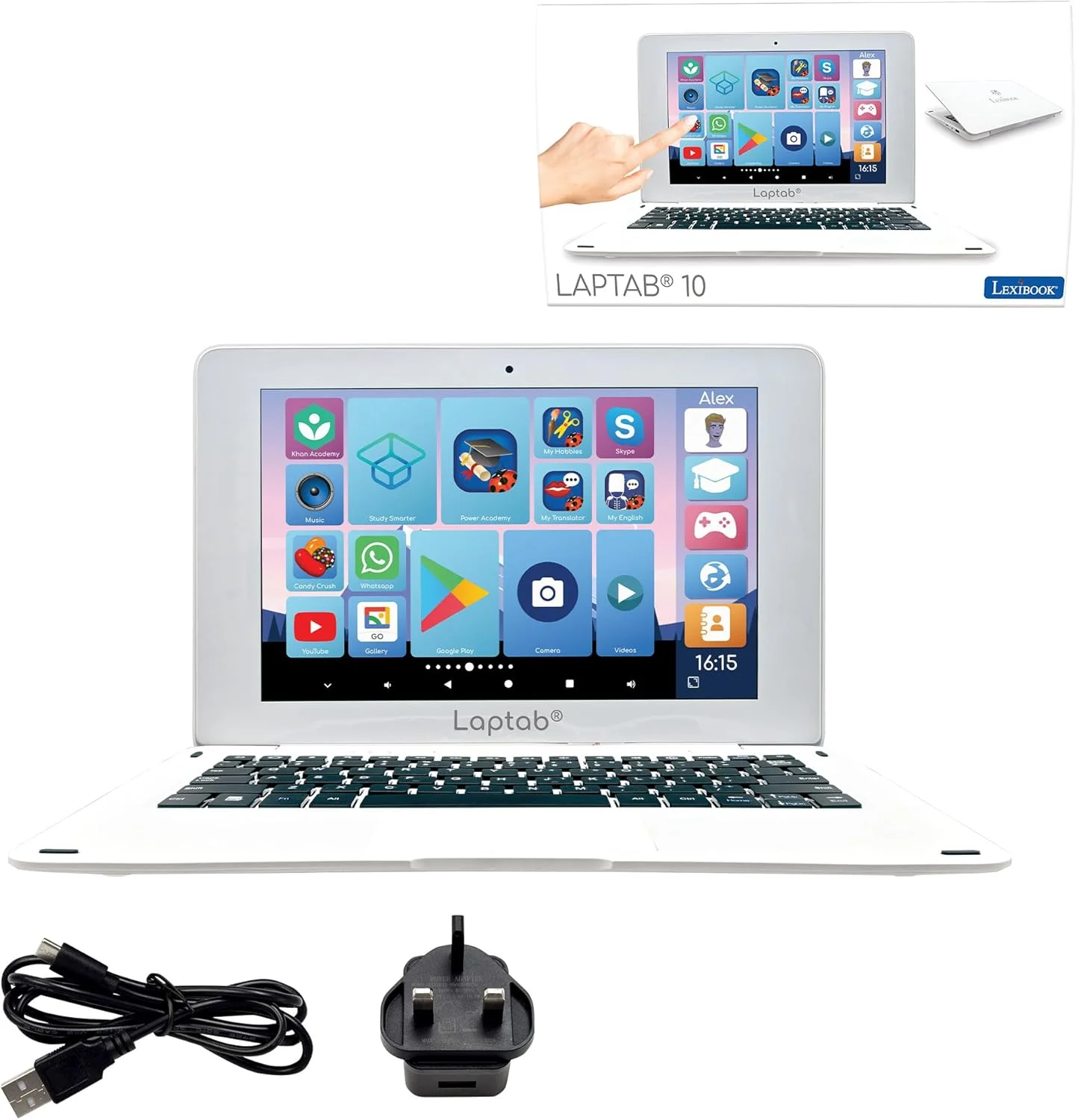 لپ تاپ لمسی 10 اینچی Lexibook LAPTAB®، طراحی شده برای تمام اعضای خانواده، محتوای آموزشی و سرگرم کننده، مجهز به Android™، کنترل والدین، فوق العاده نازک و سبک، LT10EN