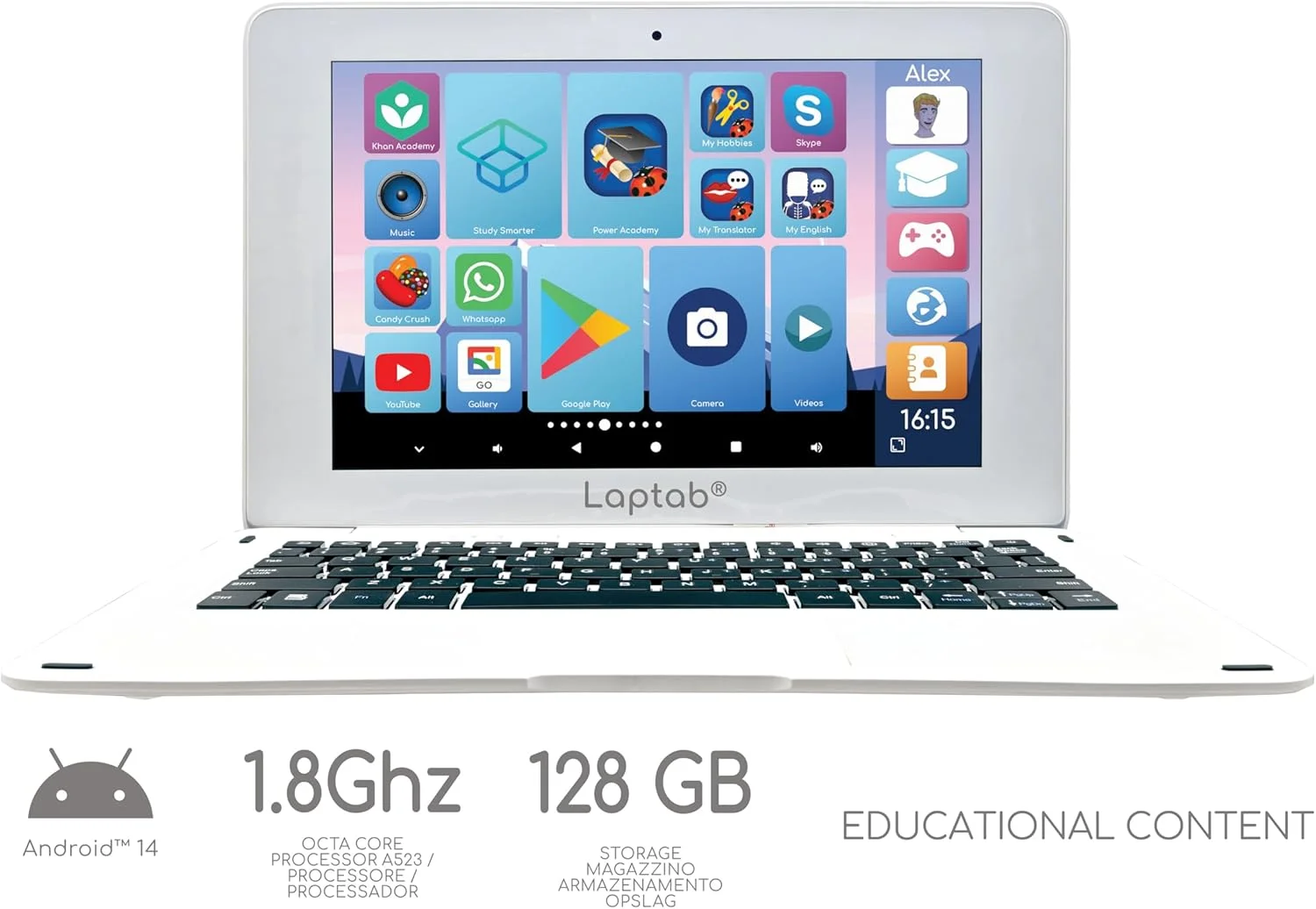 لپ تاپ لمسی 10 اینچی Lexibook LAPTAB®، طراحی شده برای تمام اعضای خانواده، محتوای آموزشی و سرگرم کننده، مجهز به Android™، کنترل والدین، فوق العاده نازک و سبک، LT10EN