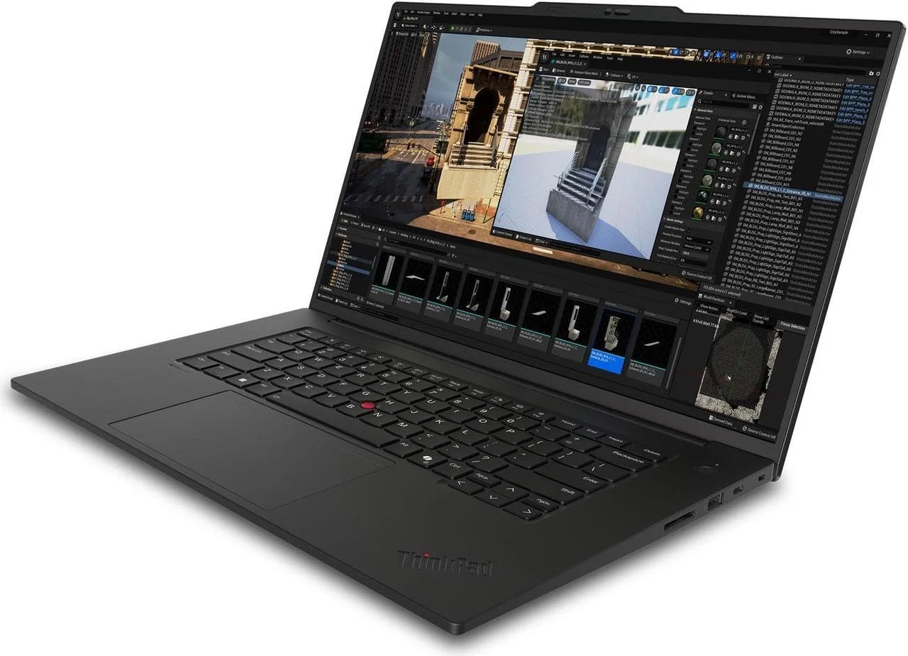 لپ تاپ ورک استیشن Lenovo ThinkPad P1 Gen 7 (مدل 2024) - پردازنده Intel نسل 14 Ultra 9 185H 16C، کارت گرافیک NVIDIA RTX 3000 Ada، رم 64 گیگابایتی، حافظه SSD NVMe 2 ترابایتی، صفحه نمایش لمسی 16 اینچی 4K OLED با روشنایی 400 نیت، ویندوز 11 پرو