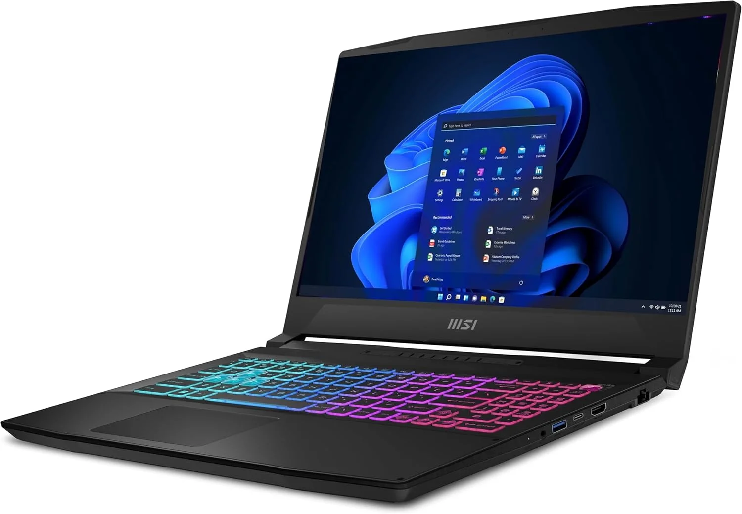 لپ تاپ گیمینگ 15.6 اینچی MSI Katana با نرخ تازه سازی 144 هرتز، پردازنده Intel Core i7-13620H، کارت گرافیک NVIDIA GeForce RTX 4050، رم 16 گیگابایت DDR5، حافظه SSD 1 ترابایت، مشکی (2024)