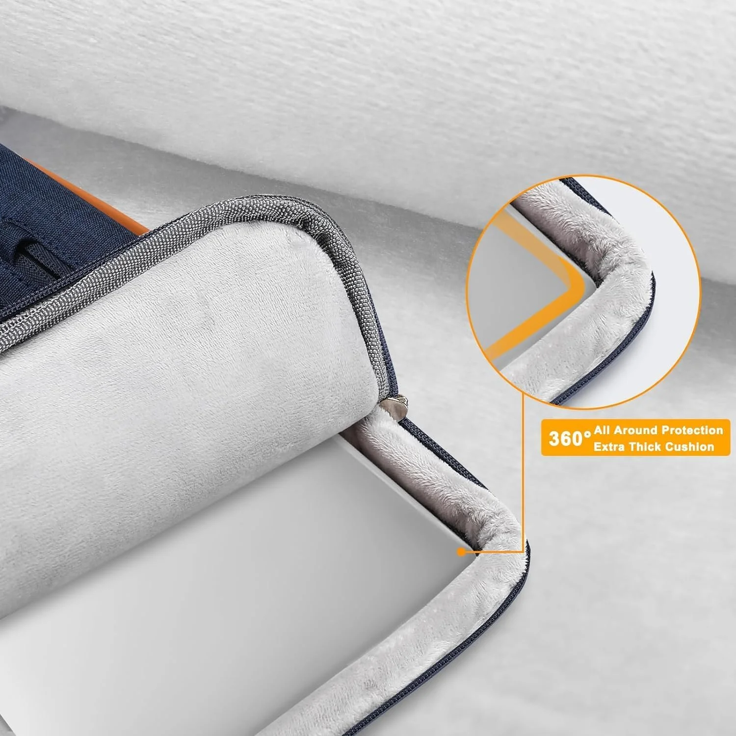 کیف لپ تاپ محافظ 360 درجه NALACAL، (17-17.3 اینچ) کیف دستی تجاری ضد آب چند منظوره با 4 جیب زیپ دار و دسته - سازگار با MacBook، HP، Dell، Lenovo، Asus (آبی سرمه ای)