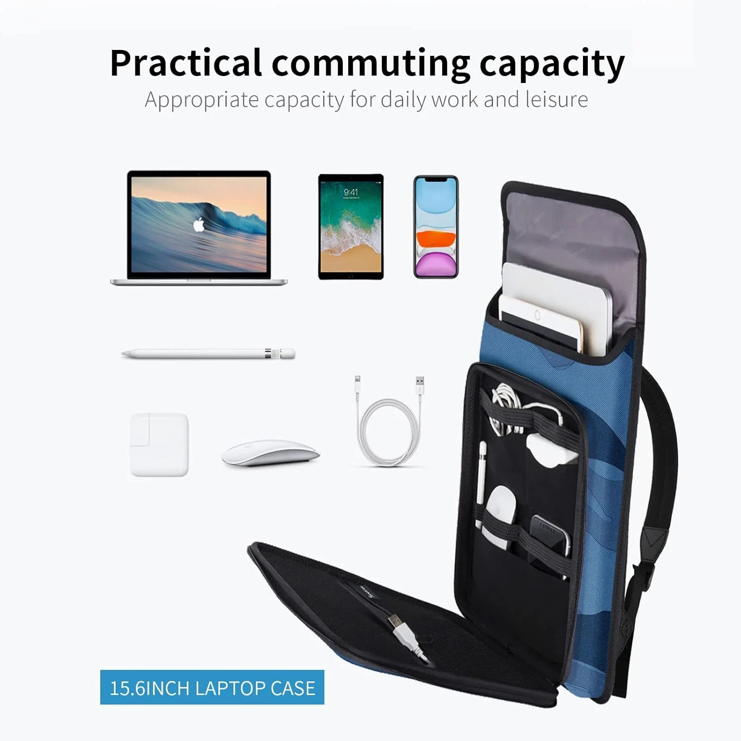 کیف کوله پشتی لپ تاپ سخت Smatree، کوله پشتی کار برای مک بوک پرو 13-16 اینچی 2021، لپ تاپ Acer Aspire 5 15.6 اینچی 2022، کوله پشتی لپ تاپ گیمینگ Acer Nitro 5 15.6 اینچی با محفظه لپ تاپ، سرمه ای