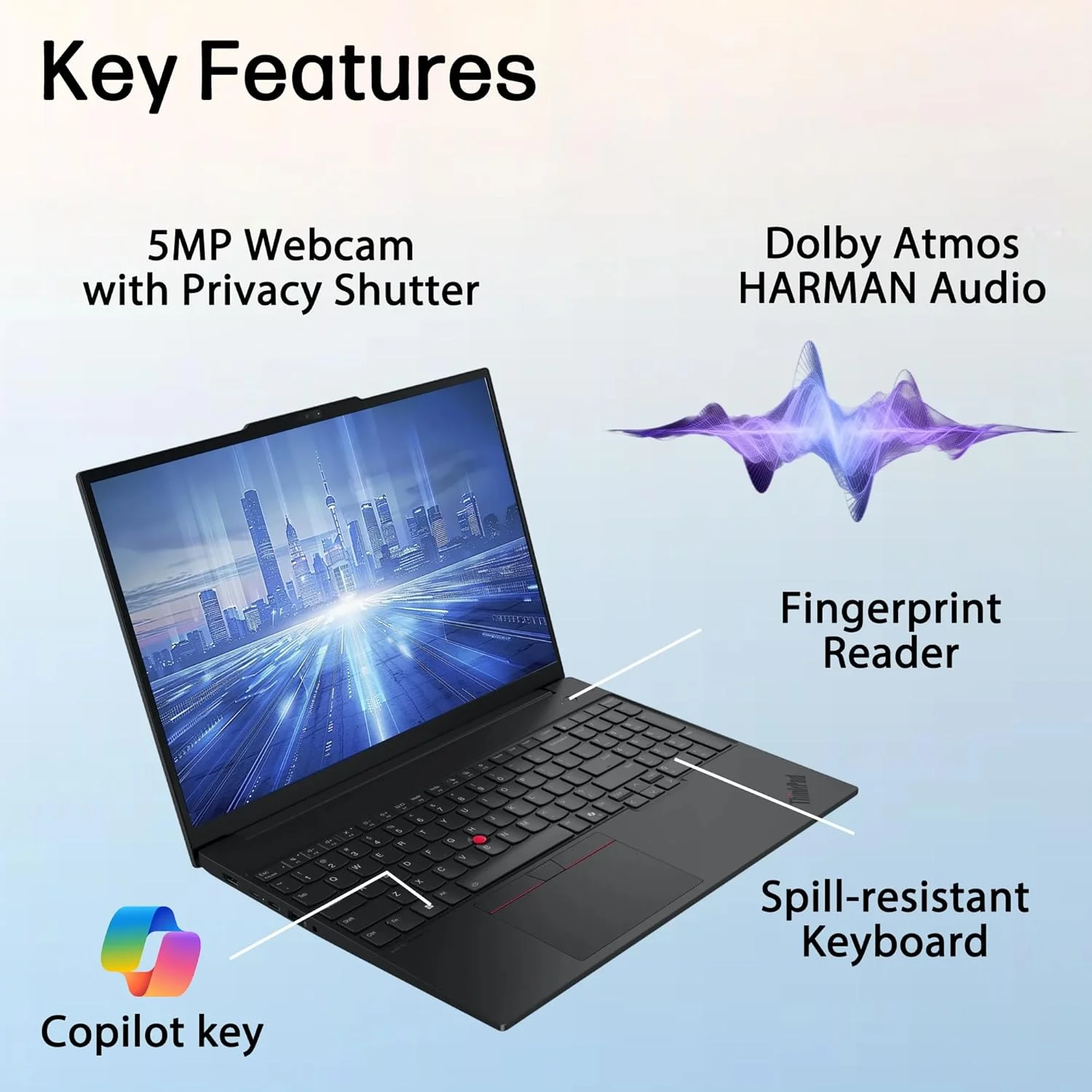 لپ تاپ تجاری هوش مصنوعی Lenovo ThinkPad E16 Gen 2 (صفحه نمایش 16 اینچی FHD+ ضد تابش نور، پردازنده Intel Core Ultra 7 155U (بهتر از i7-1355U)، رم 64 گیگابایتی DDR5، حافظه SSD 2 ترابایتی) اثر انگشت، نور پس زمینه، وب کم، Thunderbolt 4، ویندوز 11 پرو، مشکی