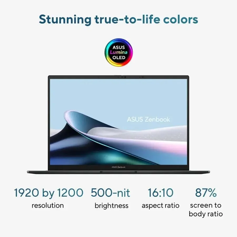 لپ تاپ ایسوس Zenbook 14 OLED با صفحه نمایش لمسی 14 اینچی FHD، پردازنده Core Ultra 9 285H Series 2، رم 32 گیگابایتی، SSD 1 ترابایتی، گرافیک Intel Arc، ویندوز 11 Home English Eclipse Gray