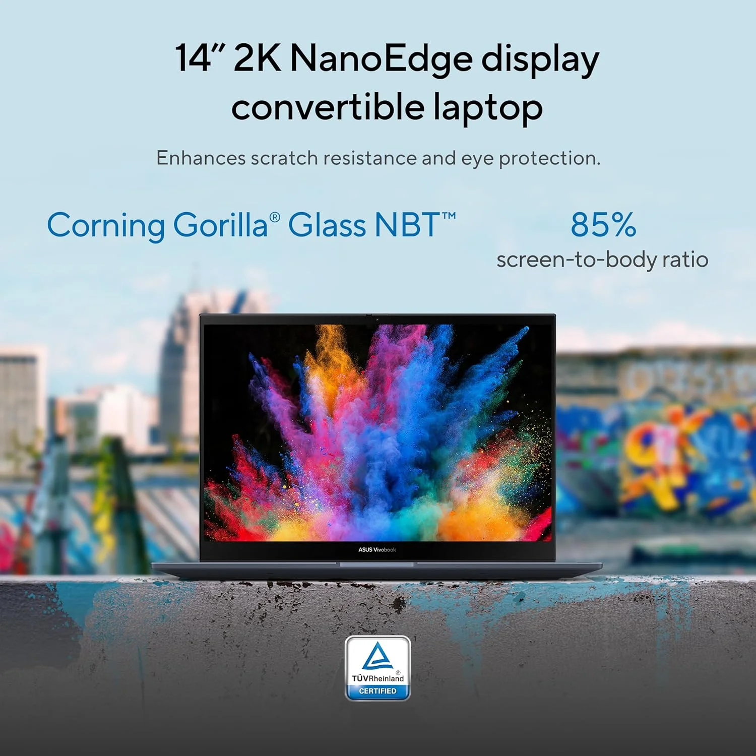 لپ تاپ تبدیل‌پذیر ایسوس ویووبوک S14 Flip با پردازنده Intel Core i5-13420H، رم 16 گیگابایتی، حافظه SSD 512 گیگابایتی، گرافیک Intel UHD، صفحه نمایش 14 اینچی WUXGA و ویندوز 11 Home - نقره ای خنک (TP3402VA-LZ669W)