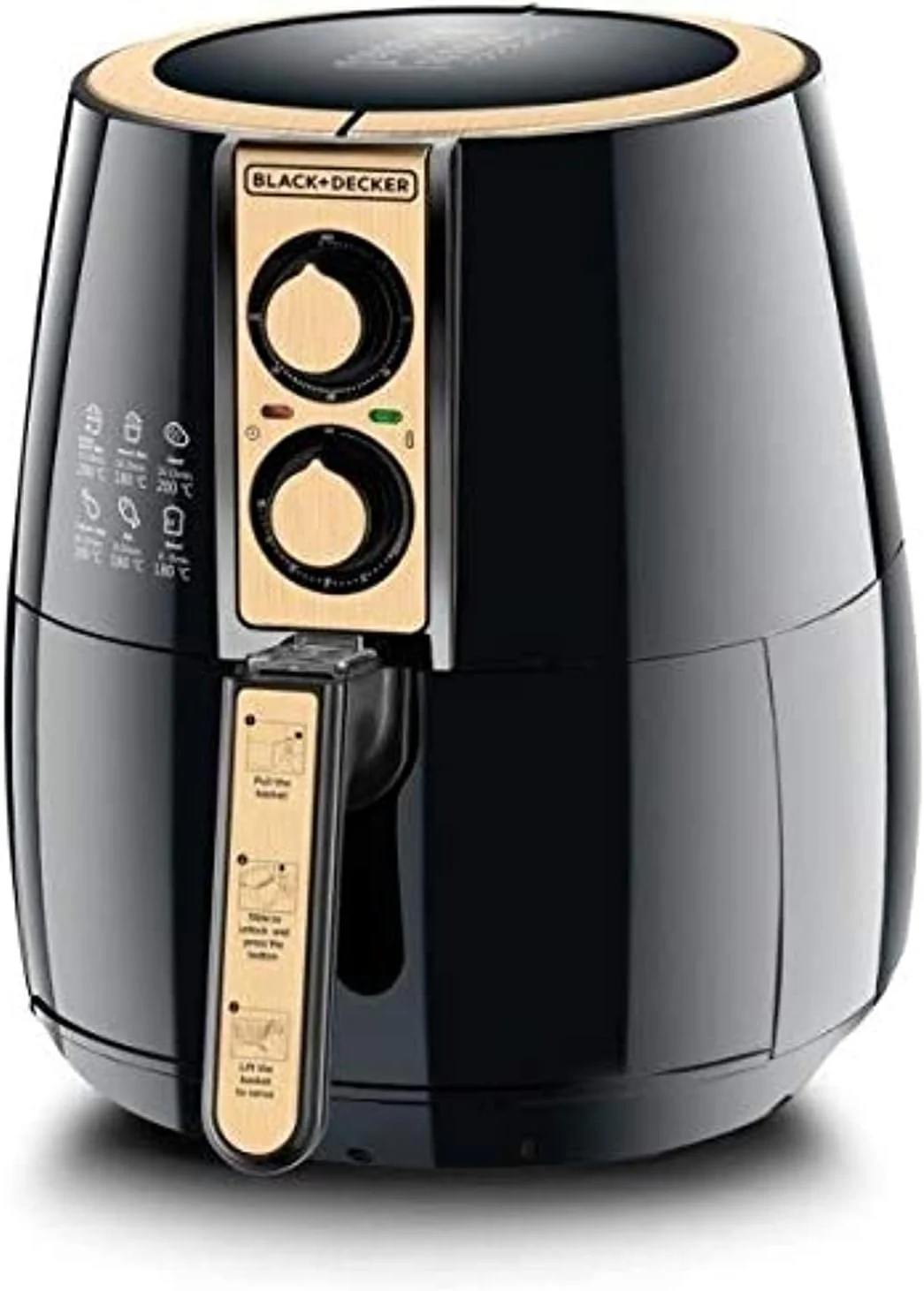 سرخ کن هوا بلک اند دکر 4 لیتری مدل AF300-B5 با محدوده عملکرد 1.2 کیلوگرم، مشکی و طلایی - حداقل 1 سال گارانتی سازنده