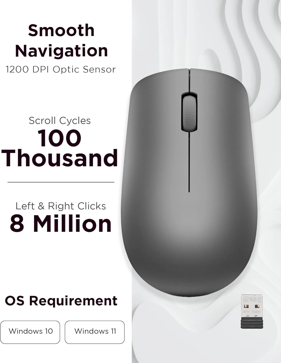 موس بی سیم لنوو 530 (گرافیتی) به همراه باتری GY50Z49089 موس بی سیم لنوو 530 (گرافیتی) به همراه باتری GY50Z49089