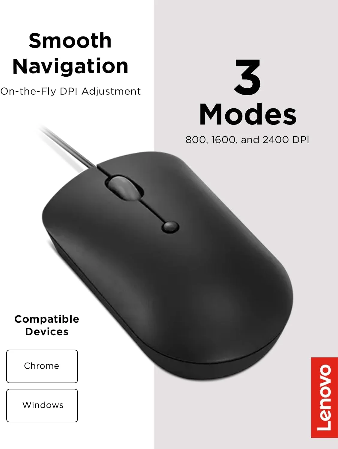 موس سیم دار جمع و جور لنوو 400 USB-C، موس USB 4 دکمه برای لپ تاپ و کامپیوتر، DPI قابل تنظیم 2400، مناسب برای دست چپ یا راست، GY51D20875، مشکی موس سیم دار جمع و جور لنوو 400 USB-C، موس USB 4 دکمه برای لپ تاپ و کامپیوتر، DPI قابل تنظیم 2400، مناسب برای دست چپ یا راست، GY51D20875، مشکی