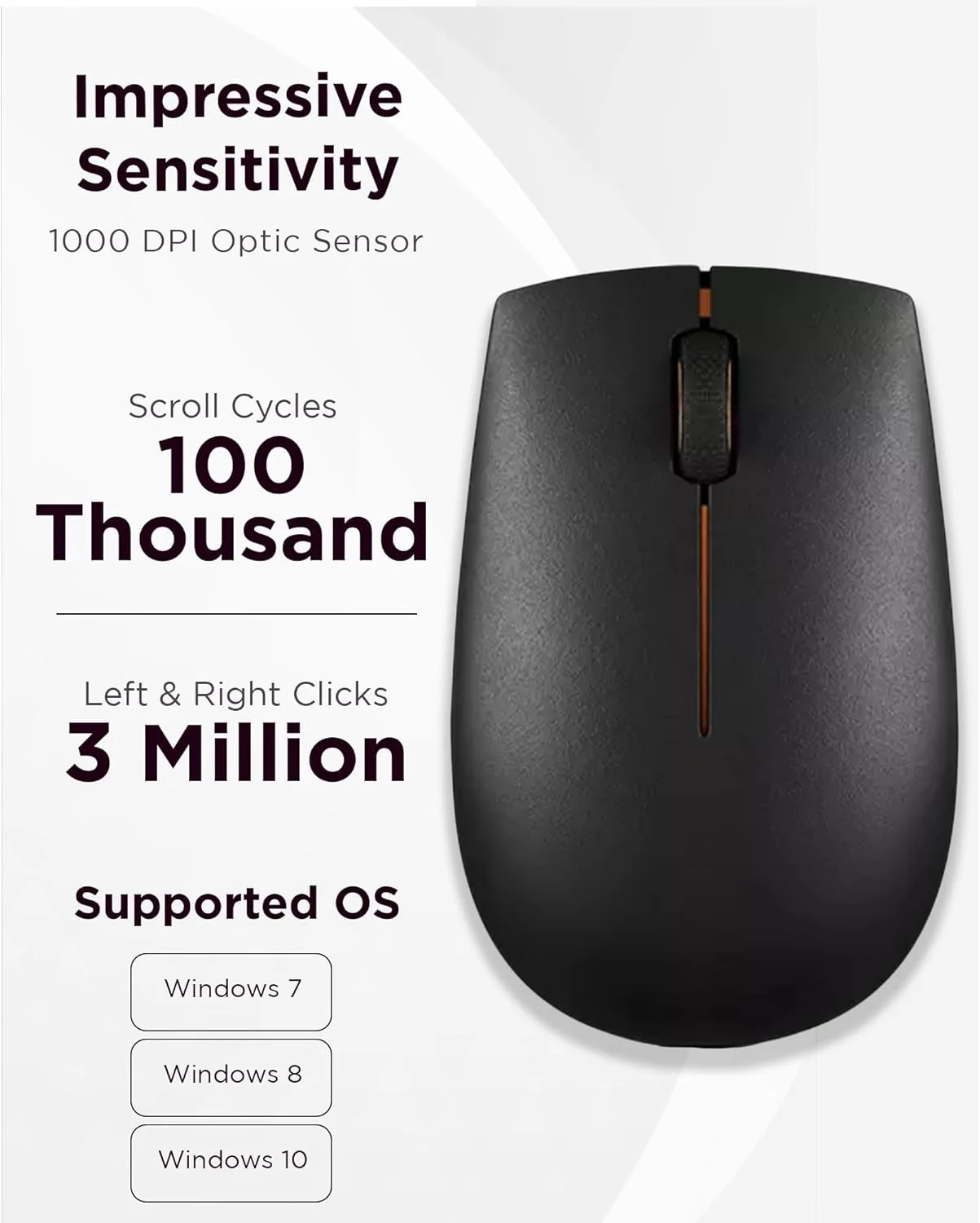 ماوس بی سیم جمع و جور لنوو 300 مدل GX30K79401، مشکی، 32x56x98 ماوس بی سیم جمع و جور لنوو 300 مدل GX30K79401، مشکی، 32x56x98